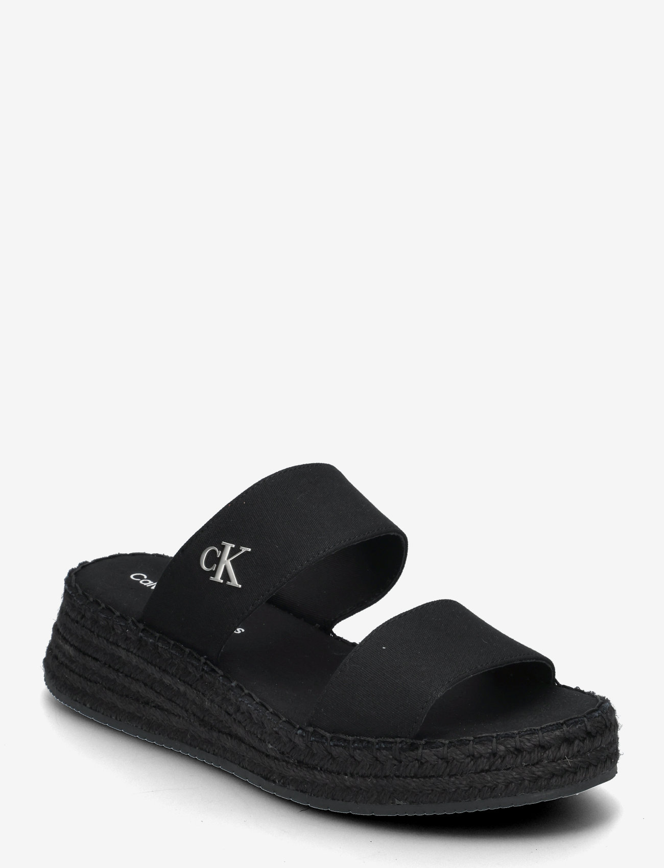 Calvin Klein - SPORTY ROPE MG LTH WEBBING - platåsandaler - triple black - 0