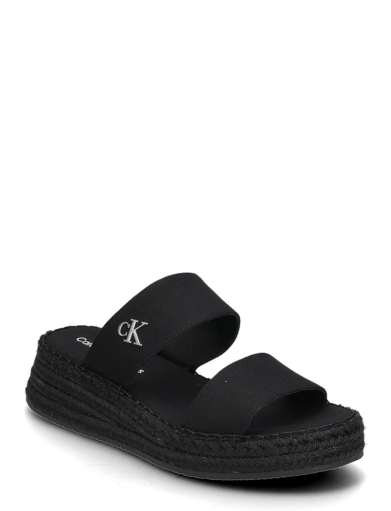 Calvin Klein - SPORTY ROPE MG LTH WEBBING - platåsandaler - triple black - 0