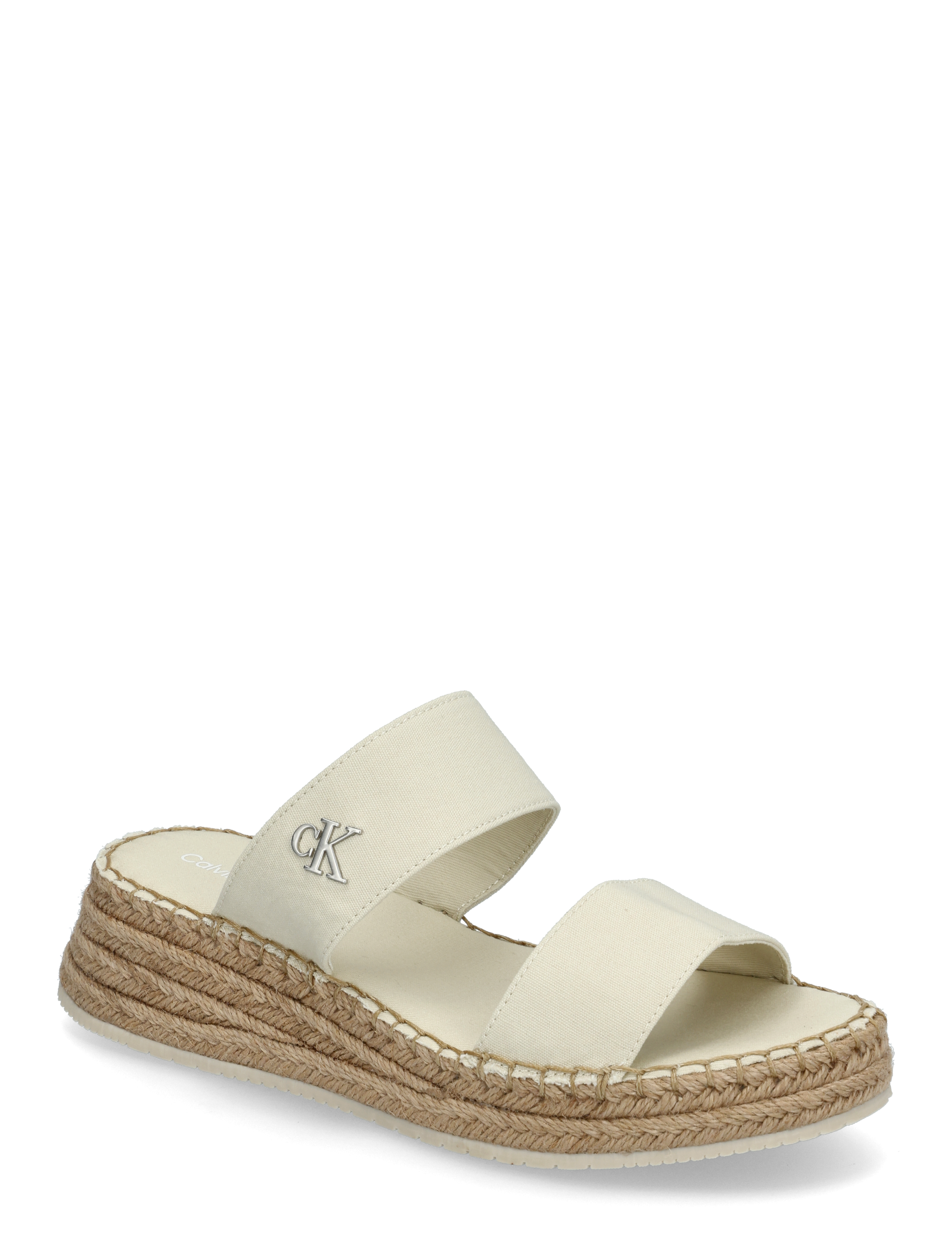 Calvin Klein SPORTY ROPE MG LTH WEBBING - Platformsandalen - TURTLE DOVE / white