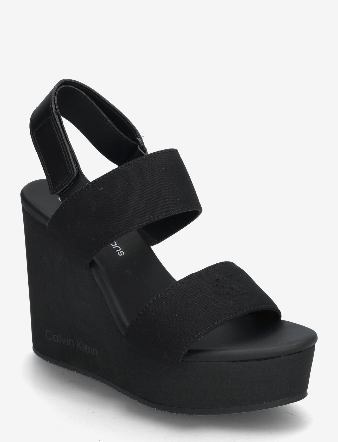 Calvin Klein - WEDGE SANDAL WEBBING IN - konfirmation - triple black - 0