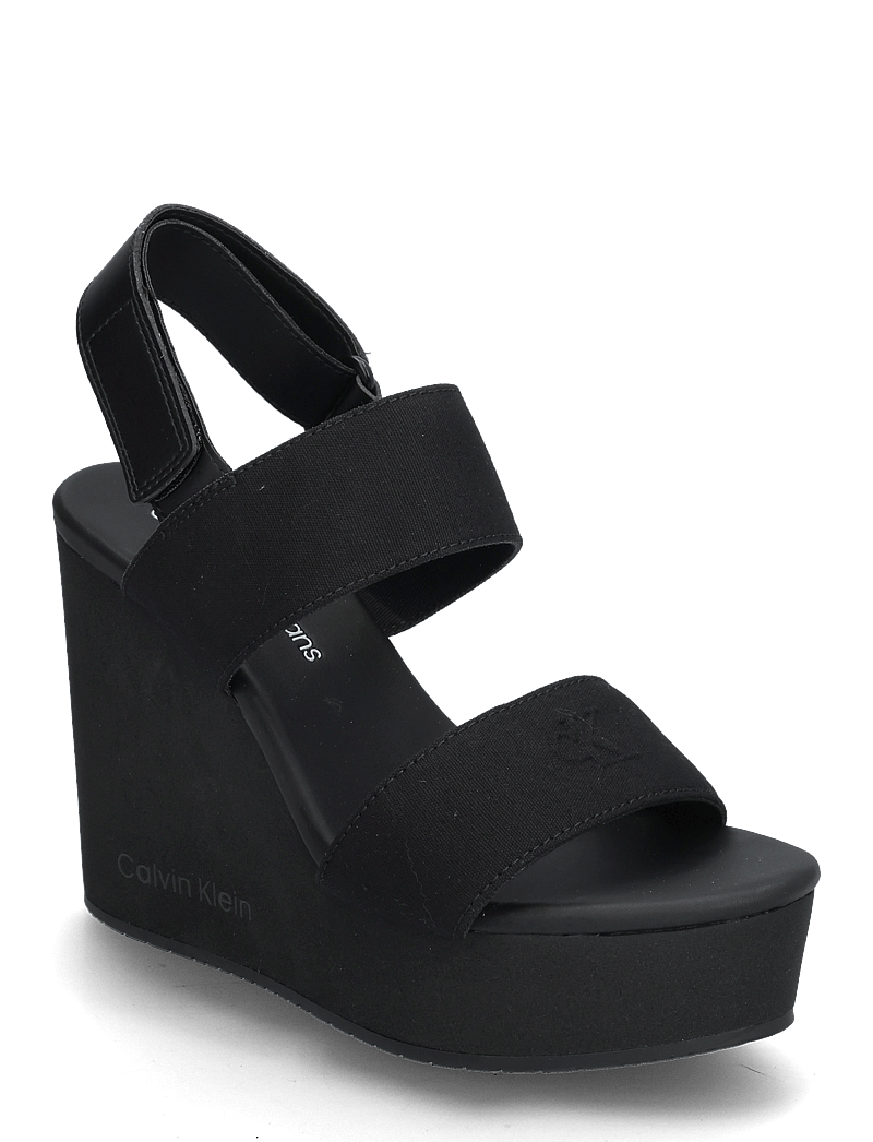 Calvin Klein - WEDGE SANDAL WEBBING IN - konfirmation - triple black - 0