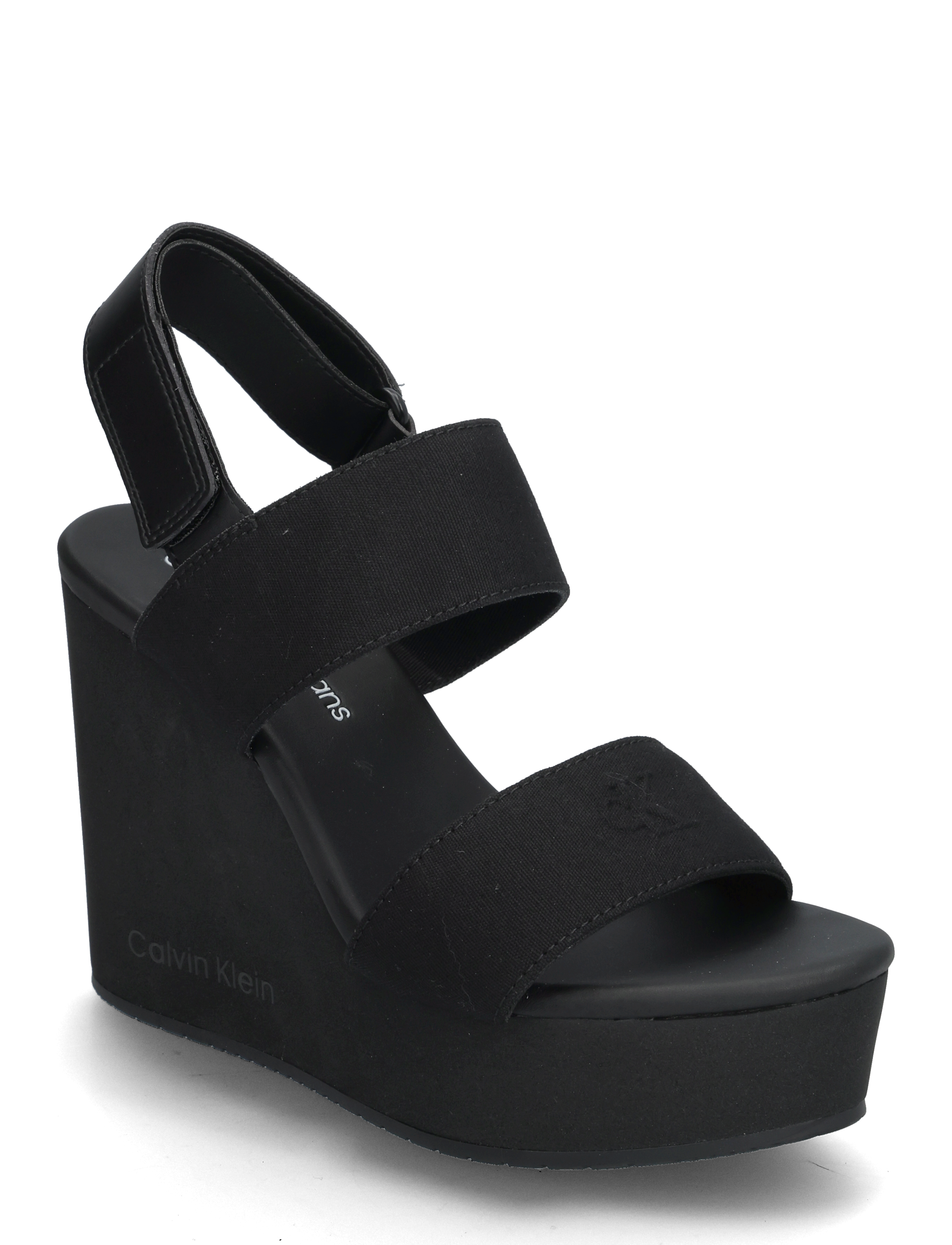 Calvin Klein WEDGE SANDAL WEBBING IN - Absatzschuhe - TRIPLE BLACK / black