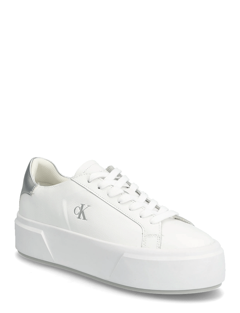 Calvin Klein - FLATFORM LACE UP LTH MET - konfirmation - bright white silver - 0