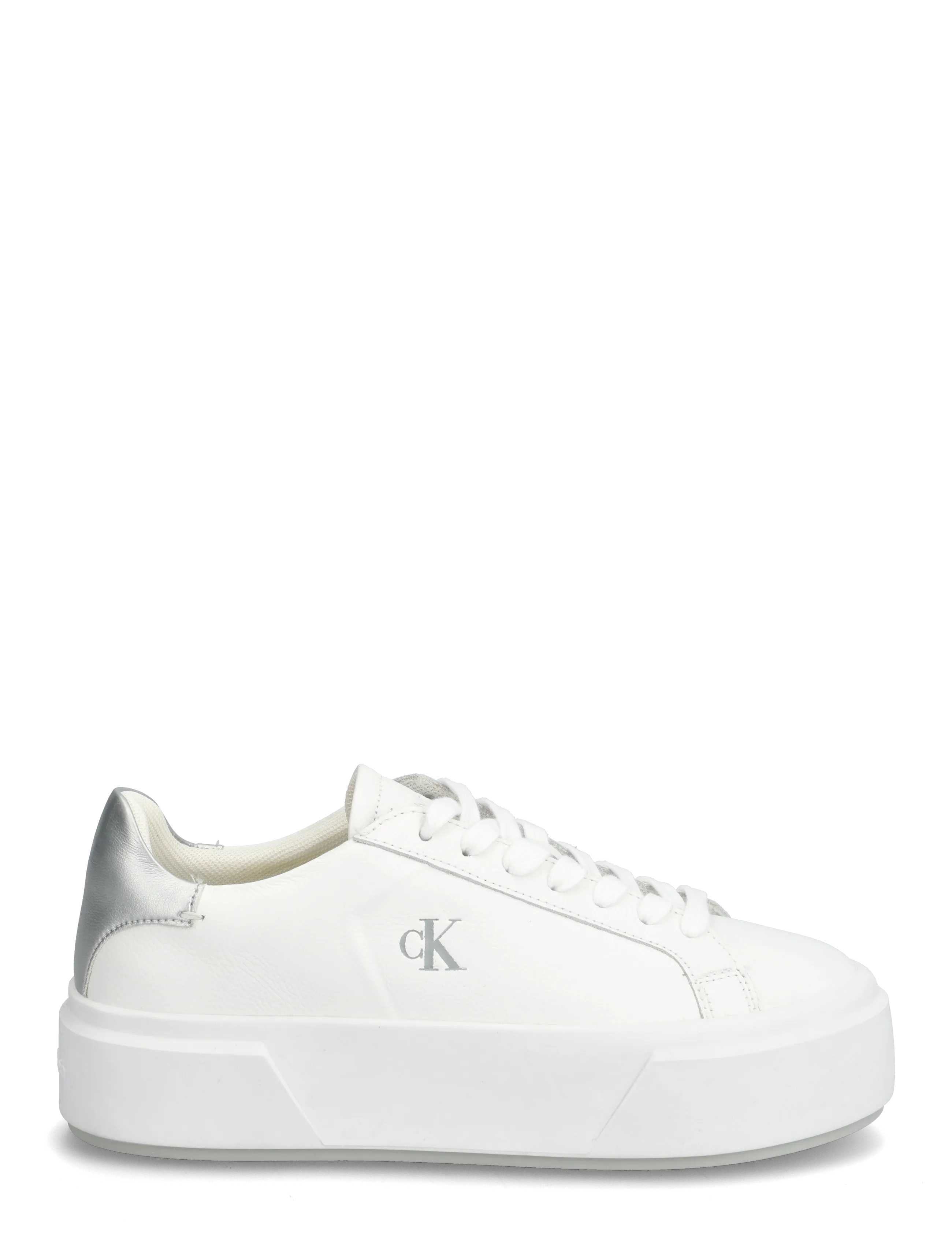Calvin Klein - FLATFORM LACE UP LTH MET - confirmation - bright white silver - 1