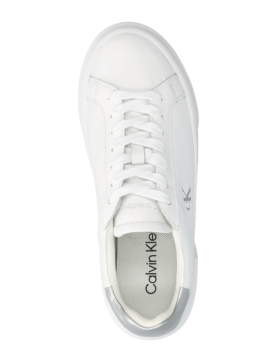 Calvin Klein - FLATFORM LACE UP LTH MET - konfirmation - bright white silver - 3