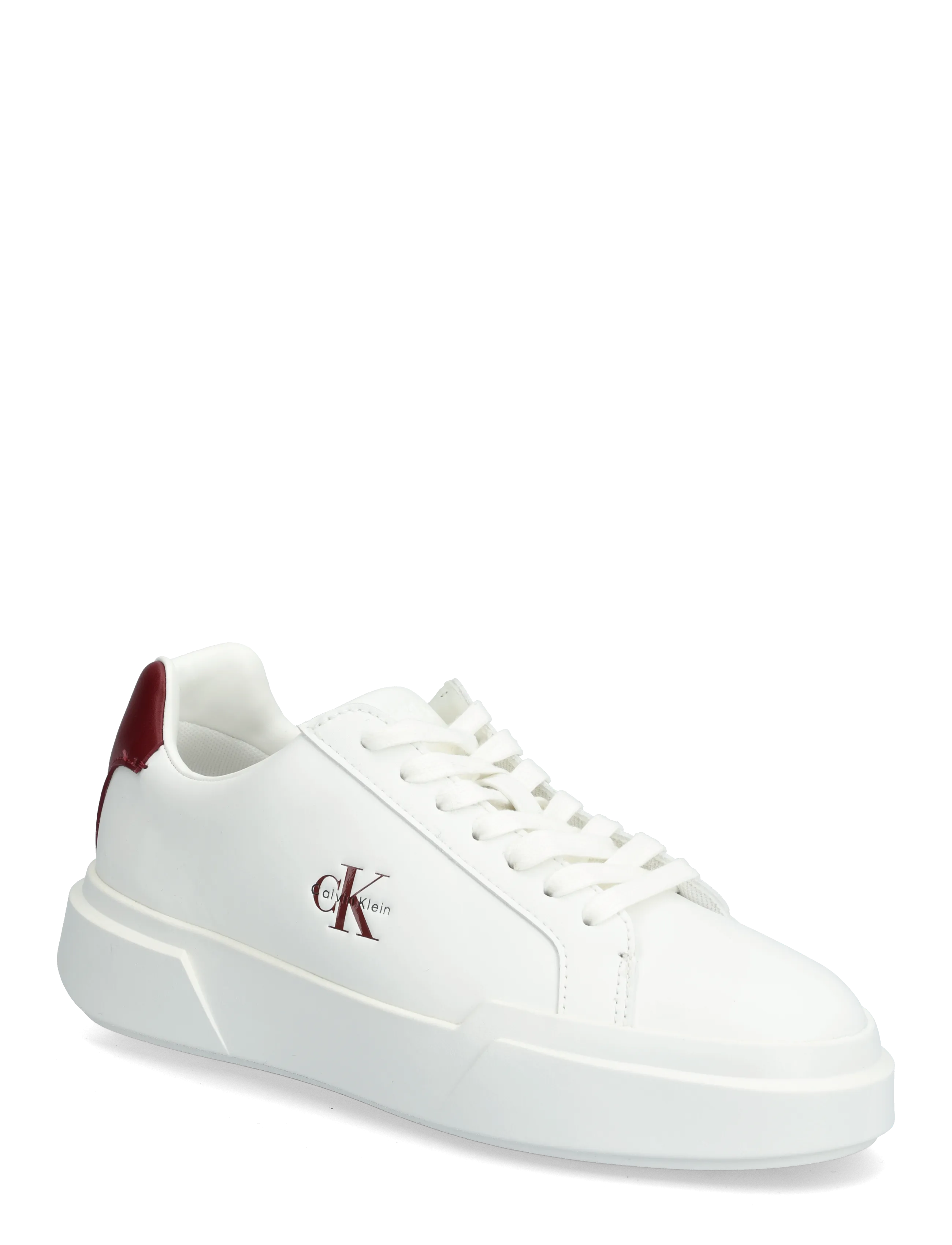 Calvin Klein CHUNKY CUPSOLE LACEUP LTH - Chunky Sneakers - BRIGHT WHITE RHUBARB / white