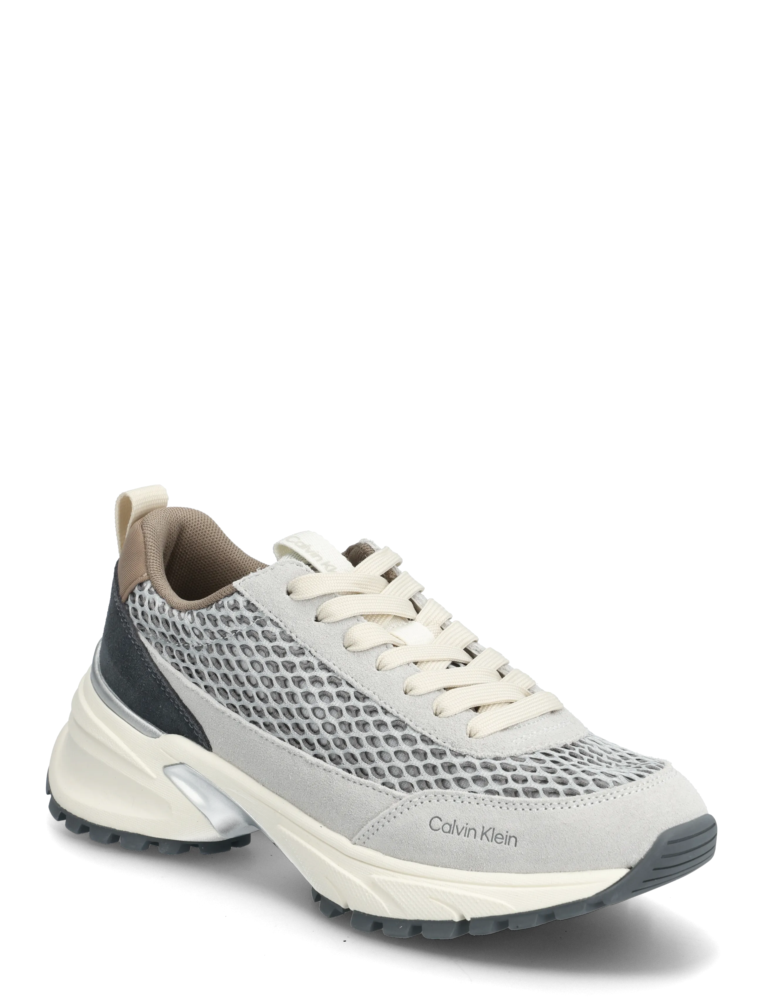 Calvin Klein HIKE RUNNER LACE UP TECHMIX - Tennised - DESERT TAUPE SILVER COAL / grey