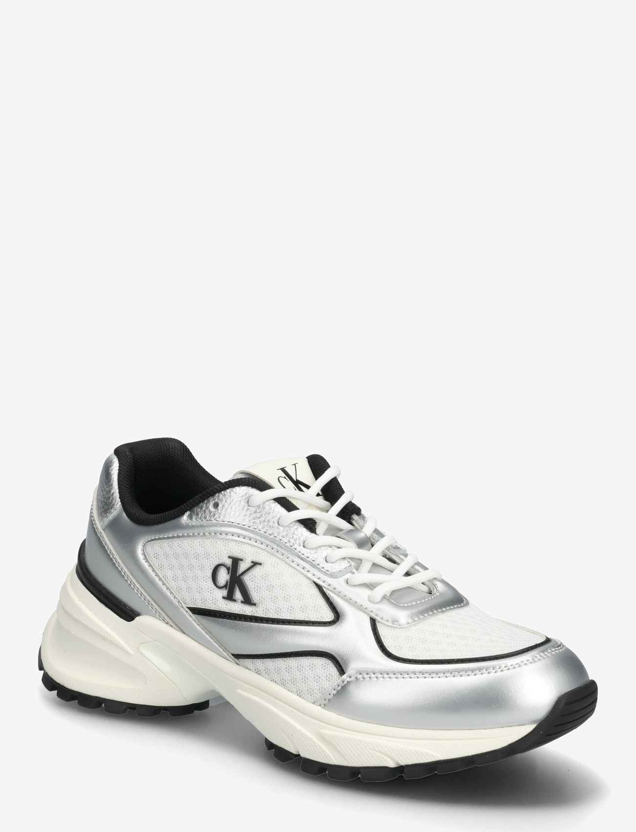 Calvin Klein - HIKE RUNNER LACE UP MESH MIX MET - madala säärega tossud - silver black bright white - 0