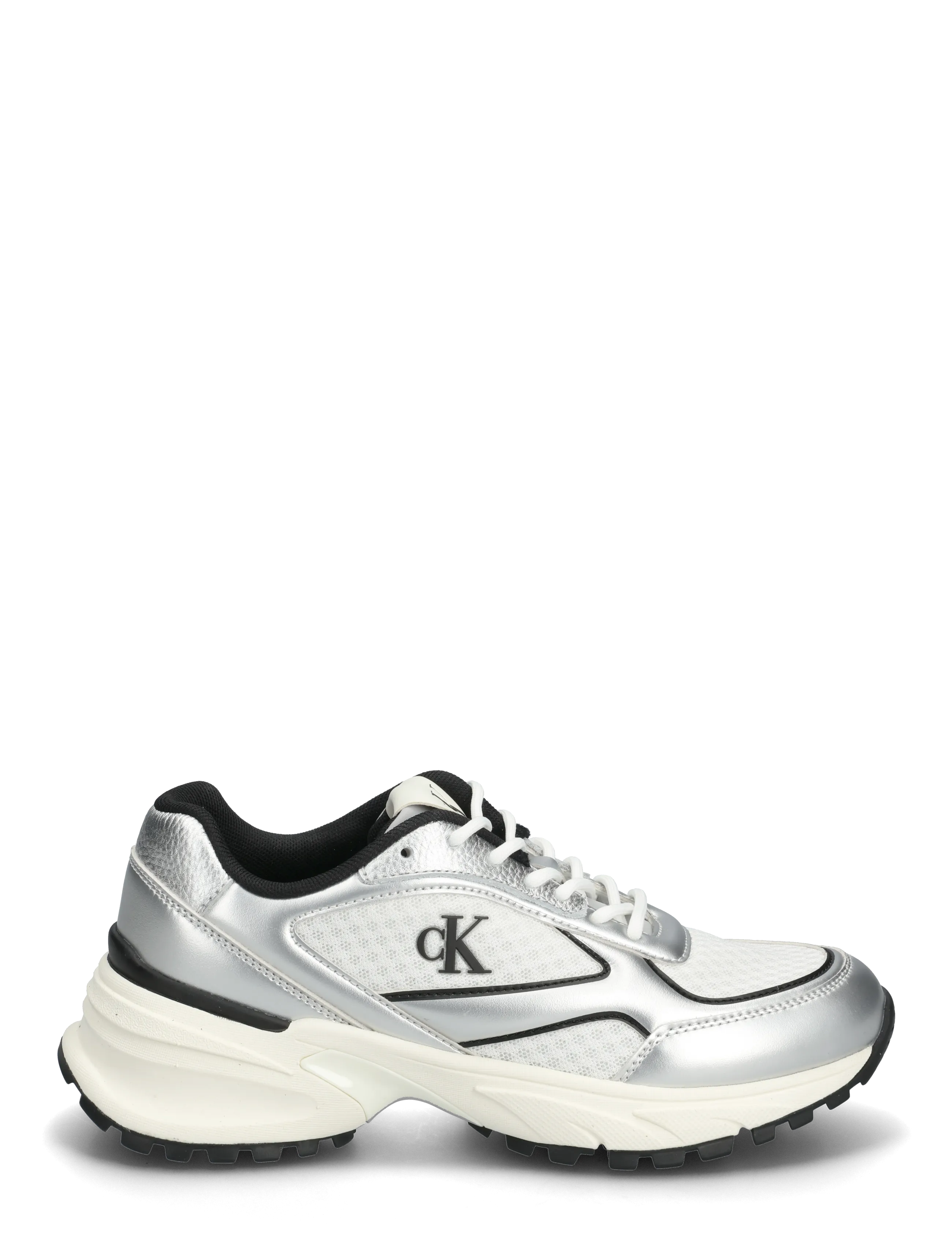 Calvin Klein - HIKE RUNNER LACE UP MESH MIX MET - niedrige sneaker - silver black bright white - 1
