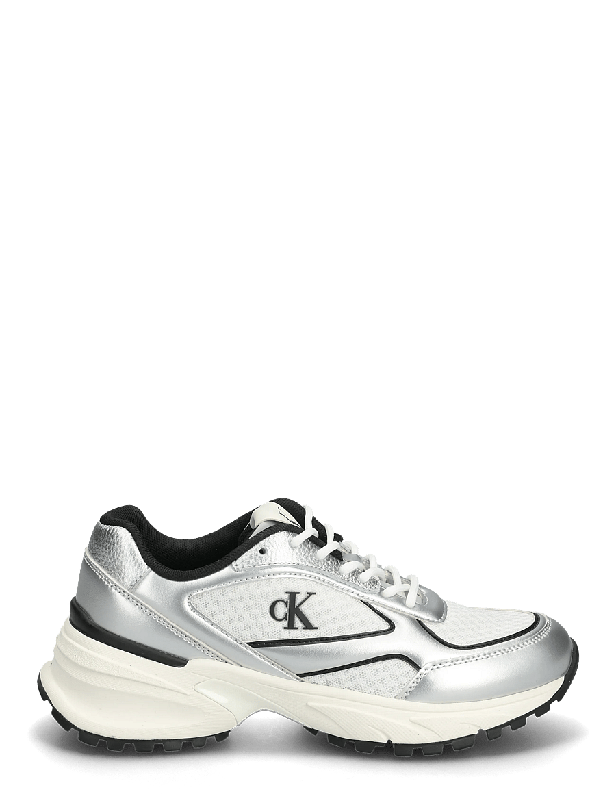 Calvin Klein - HIKE RUNNER LACE UP MESH MIX MET - baskets basses - silver black bright white - 1