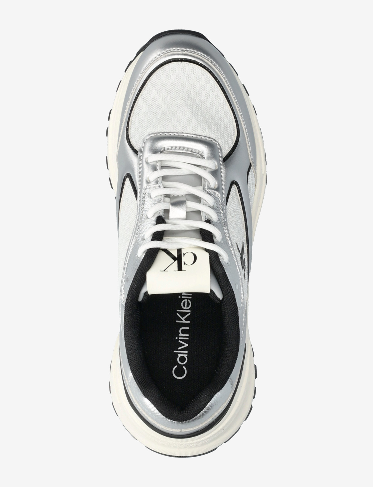 Calvin Klein - HIKE RUNNER LACE UP MESH MIX MET - madala säärega tossud - silver black bright white - 3