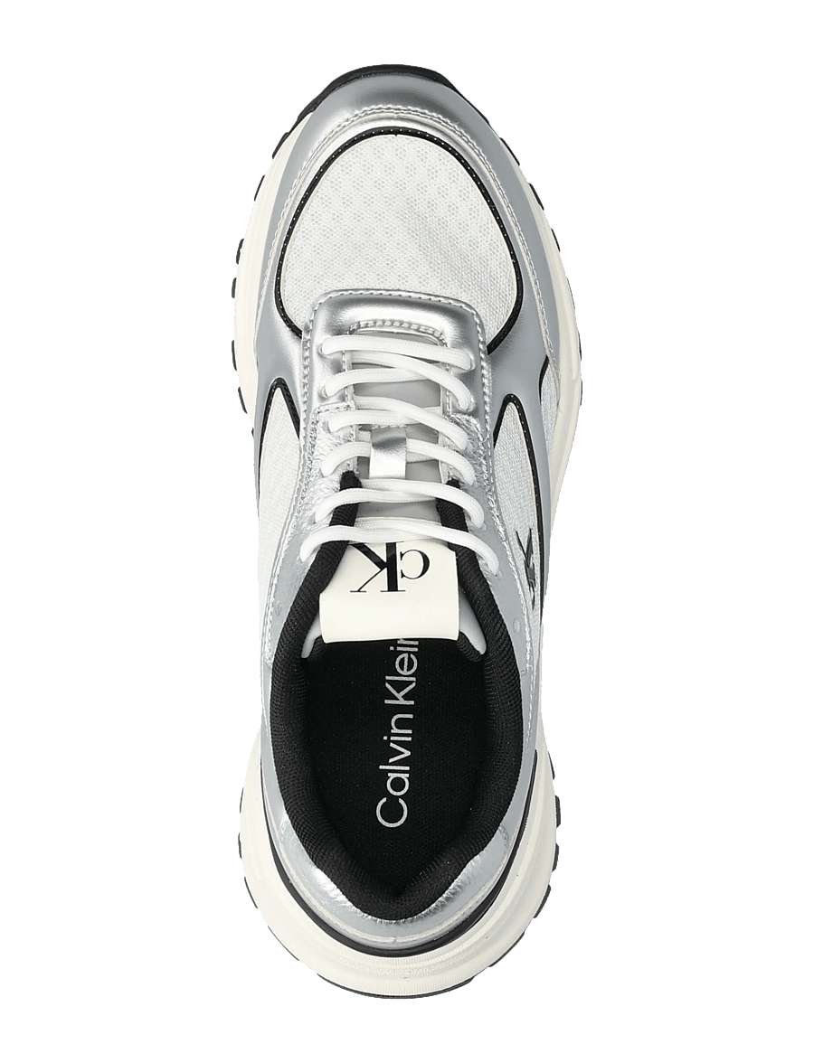 Calvin Klein - HIKE RUNNER LACE UP MESH MIX MET - baskets basses - silver black bright white - 3