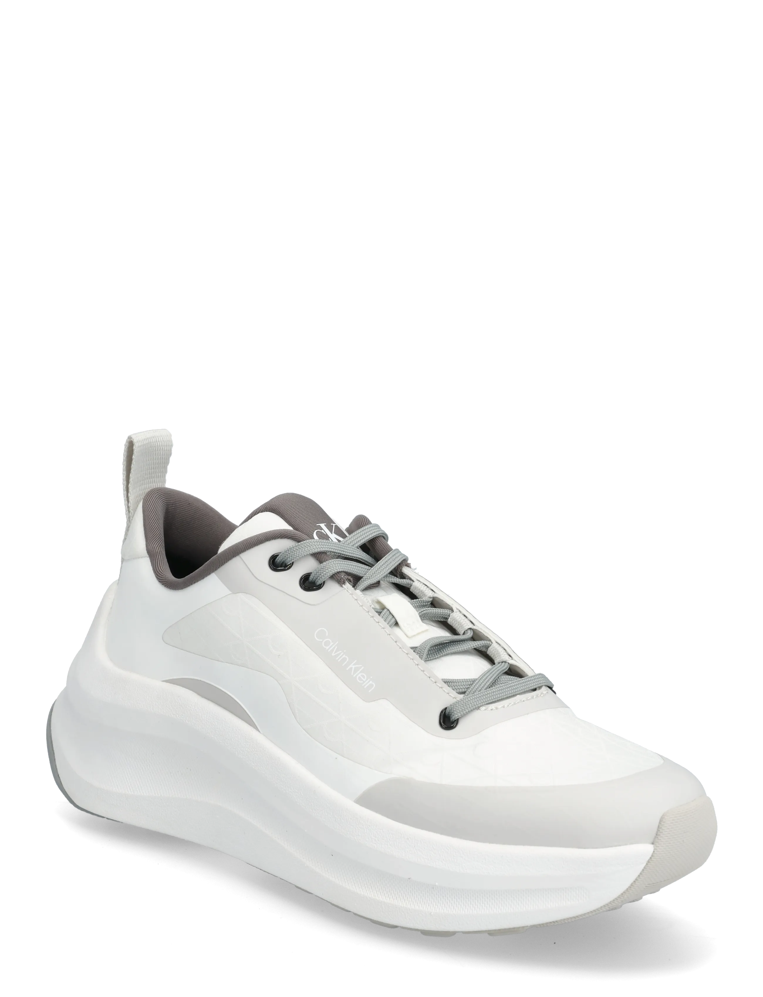 Calvin Klein CHUNKY RUNNER LACEUP MIX AOP - Sneakers - WHITE GRANITE ROAD GRANITE GRAY / white