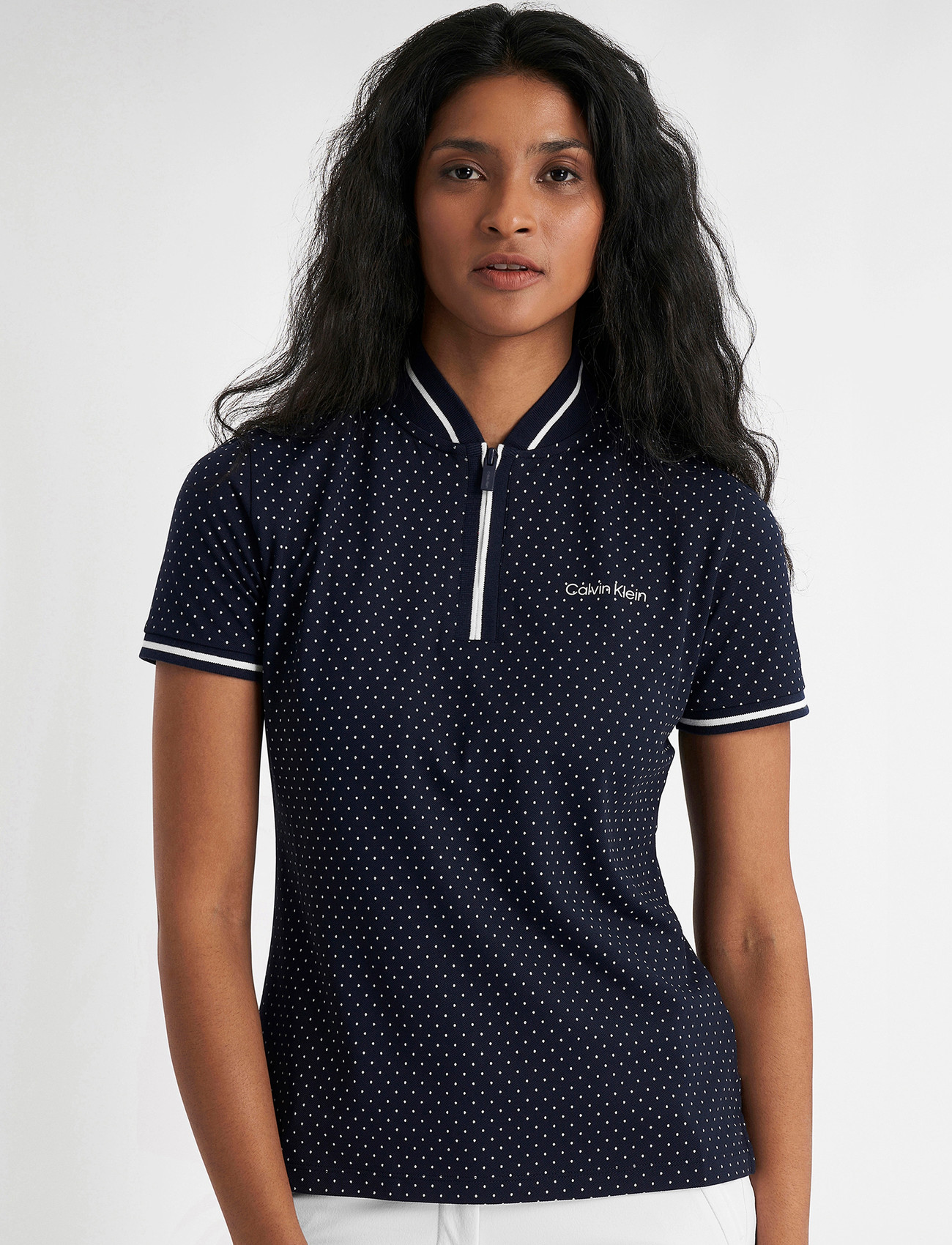 Calvin Klein Golf Camilla Printed S/S Polo - White - S 1