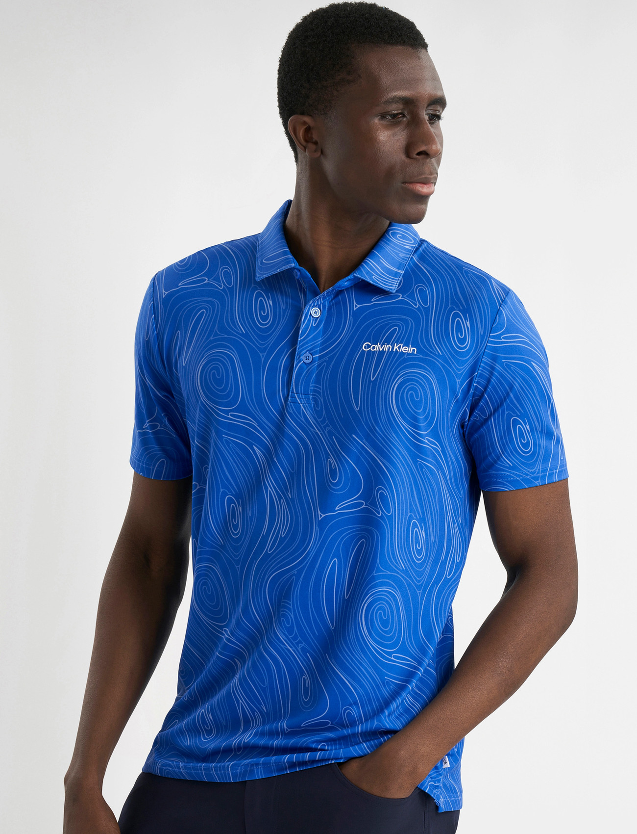 Calvin Klein Golf Marble Print Polo - Blue - S 2
