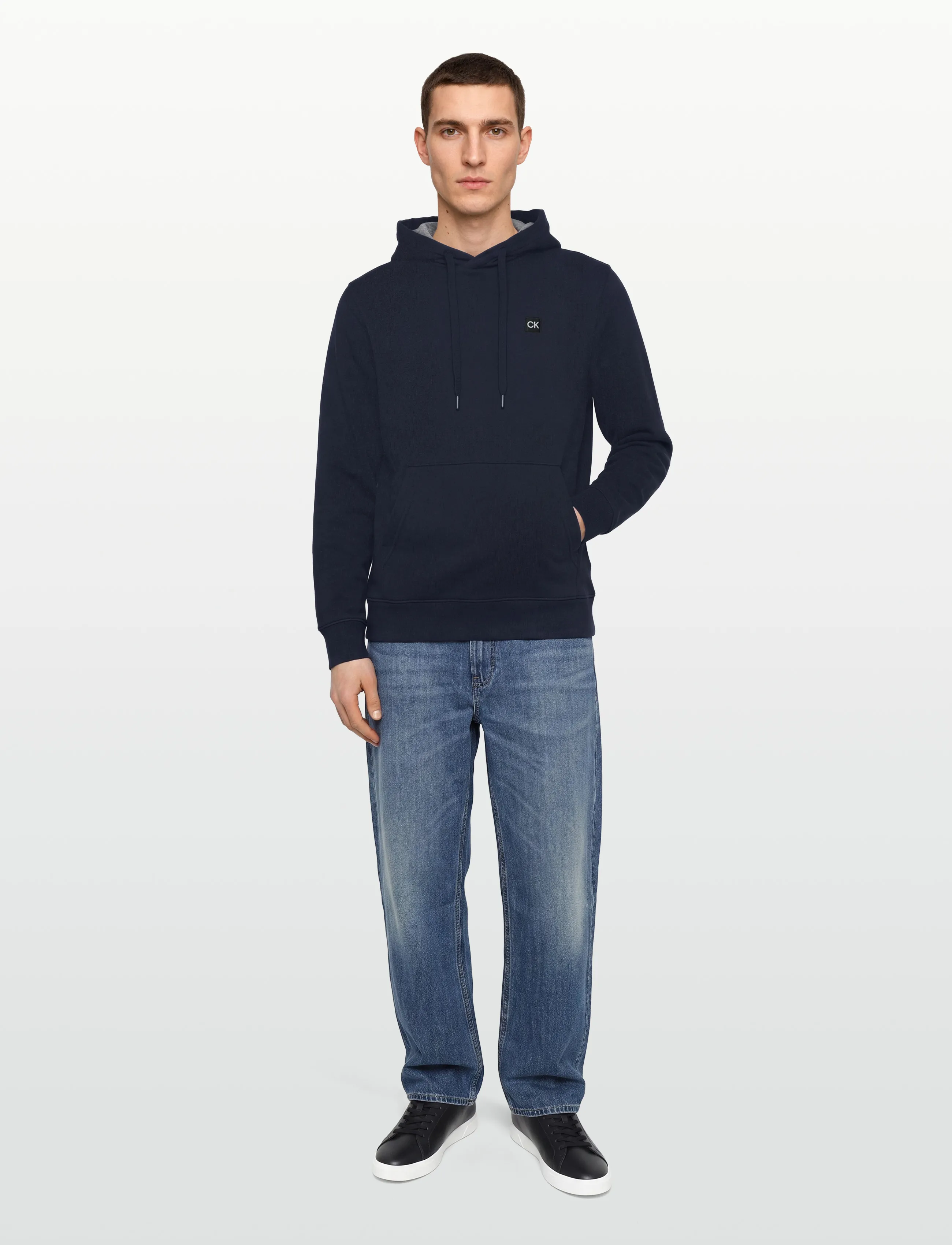 Calvin Klein Golf Woven Badge Hoodie, XXL, Sport Sweatshirts & Hoodies, Marineblau - Männerswear