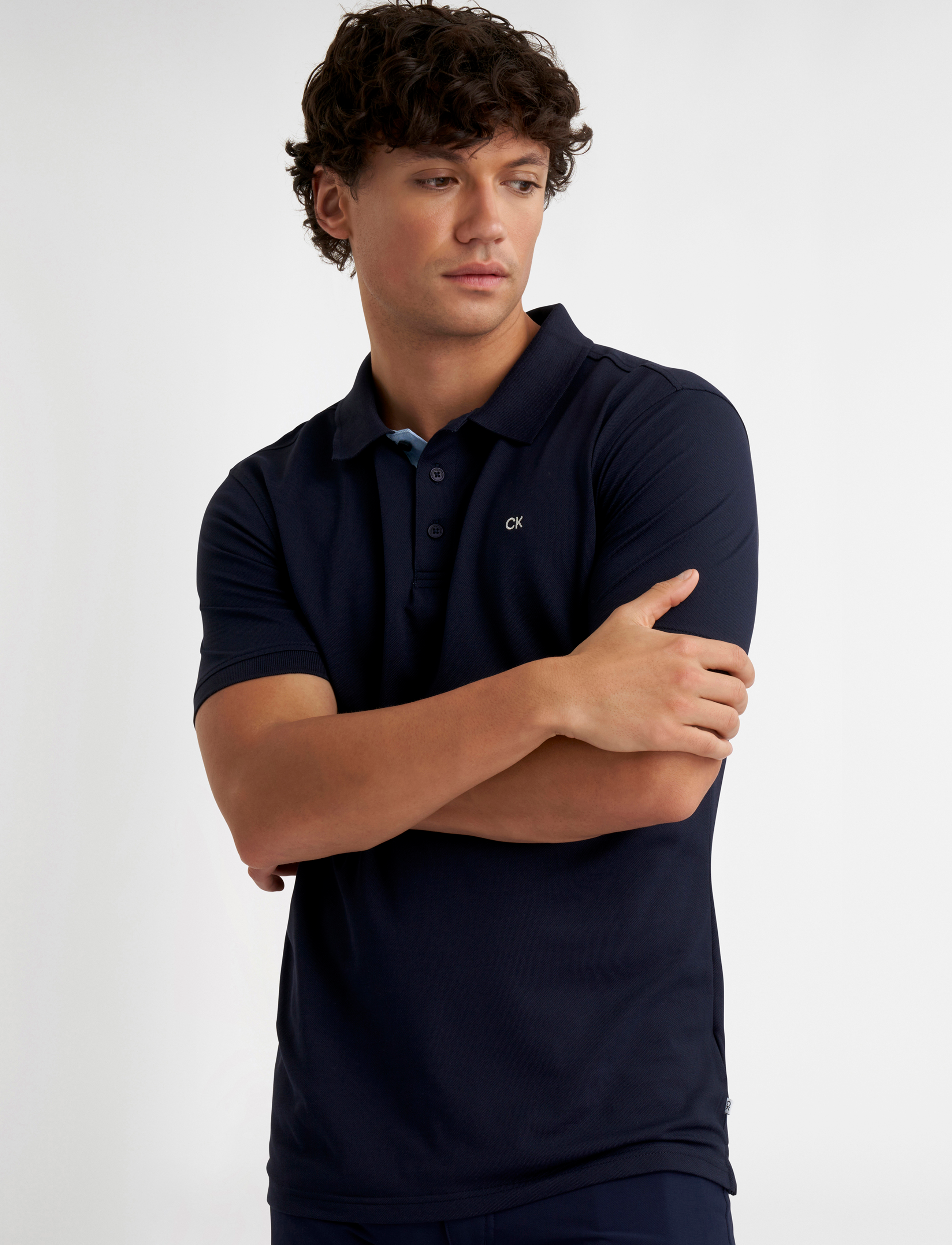 Calvin Klein Golf Quad Polo, Mænd, Polo Shirt, Navy, Str: L