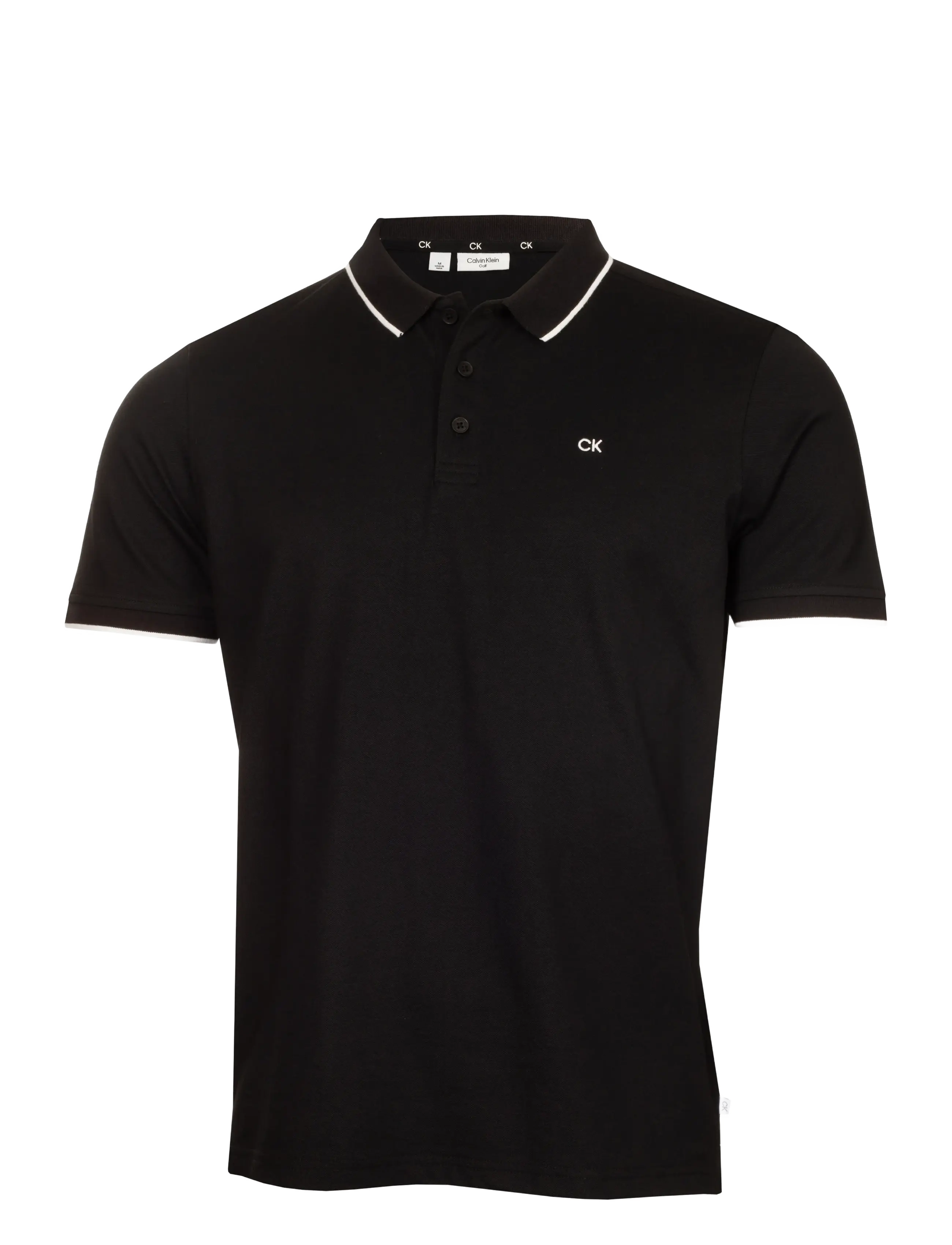 Calvin Klein Golf TIPPED QUAD POLO - Riided - BLACK / black