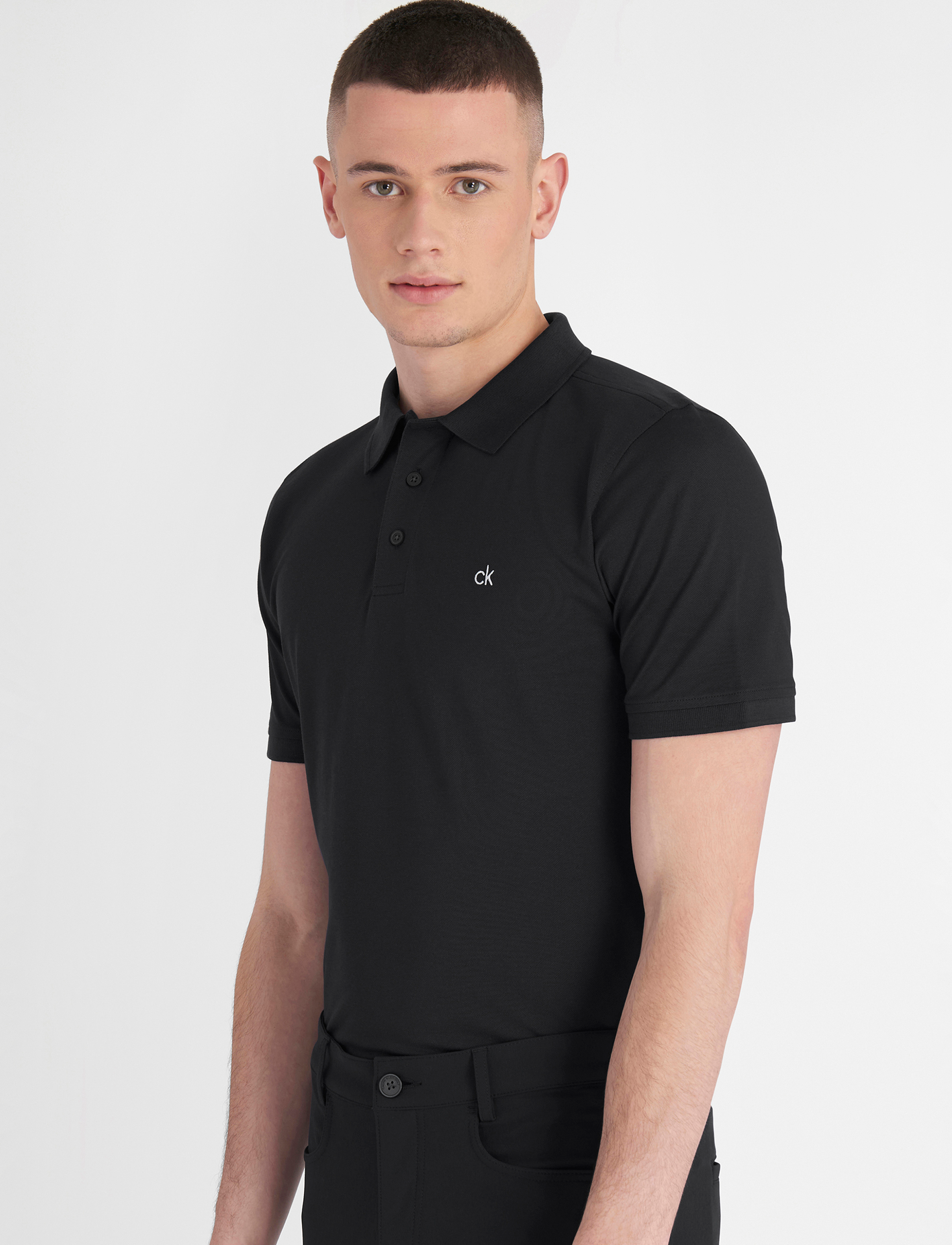Calvin Klein Golf Planet Polo, XL, Polos, Schwarz - Short-sleeved, Männerswear