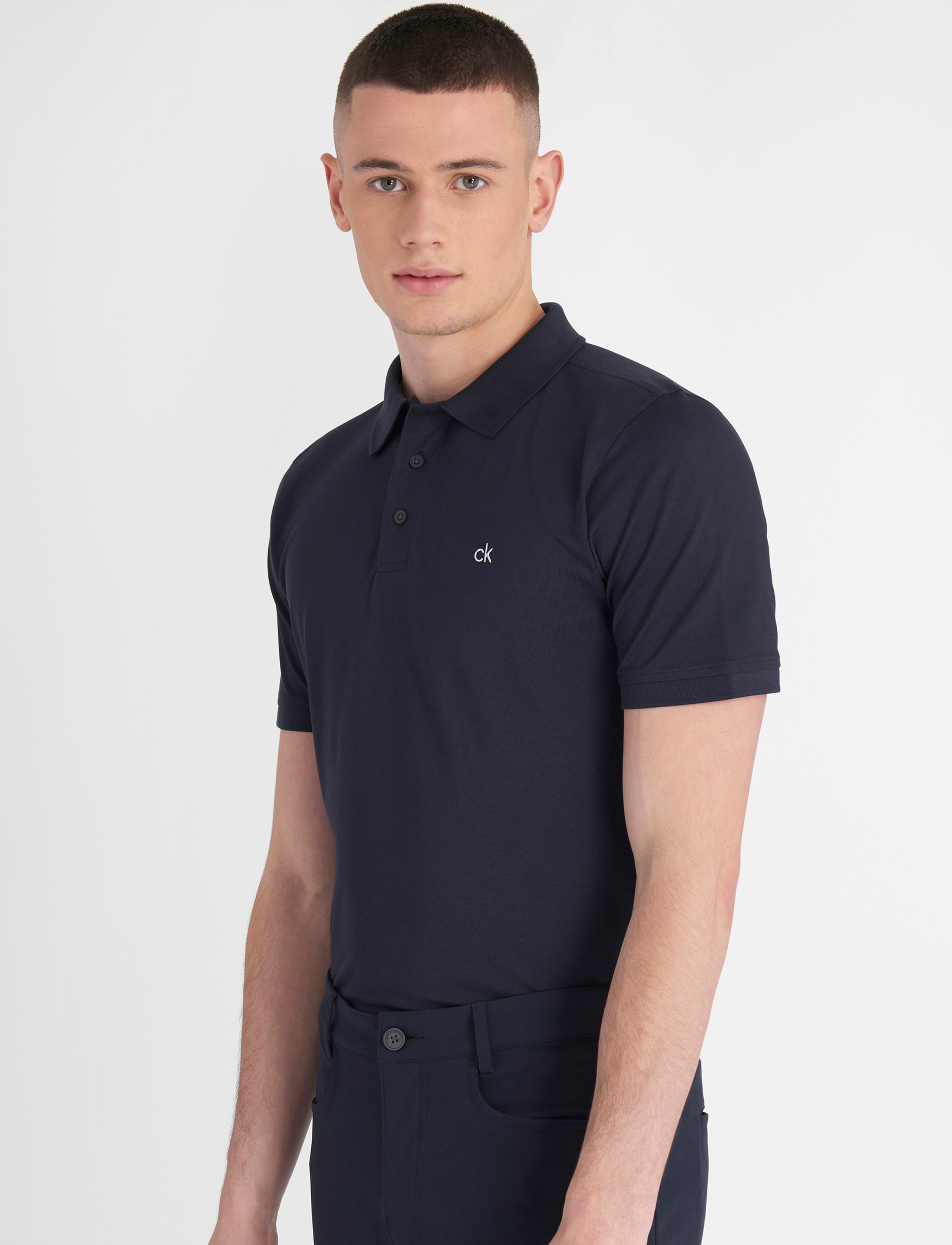 Calvin Klein Golf Planet Polo, S, Polos, Marineblau - Short-sleeved, Männerswear