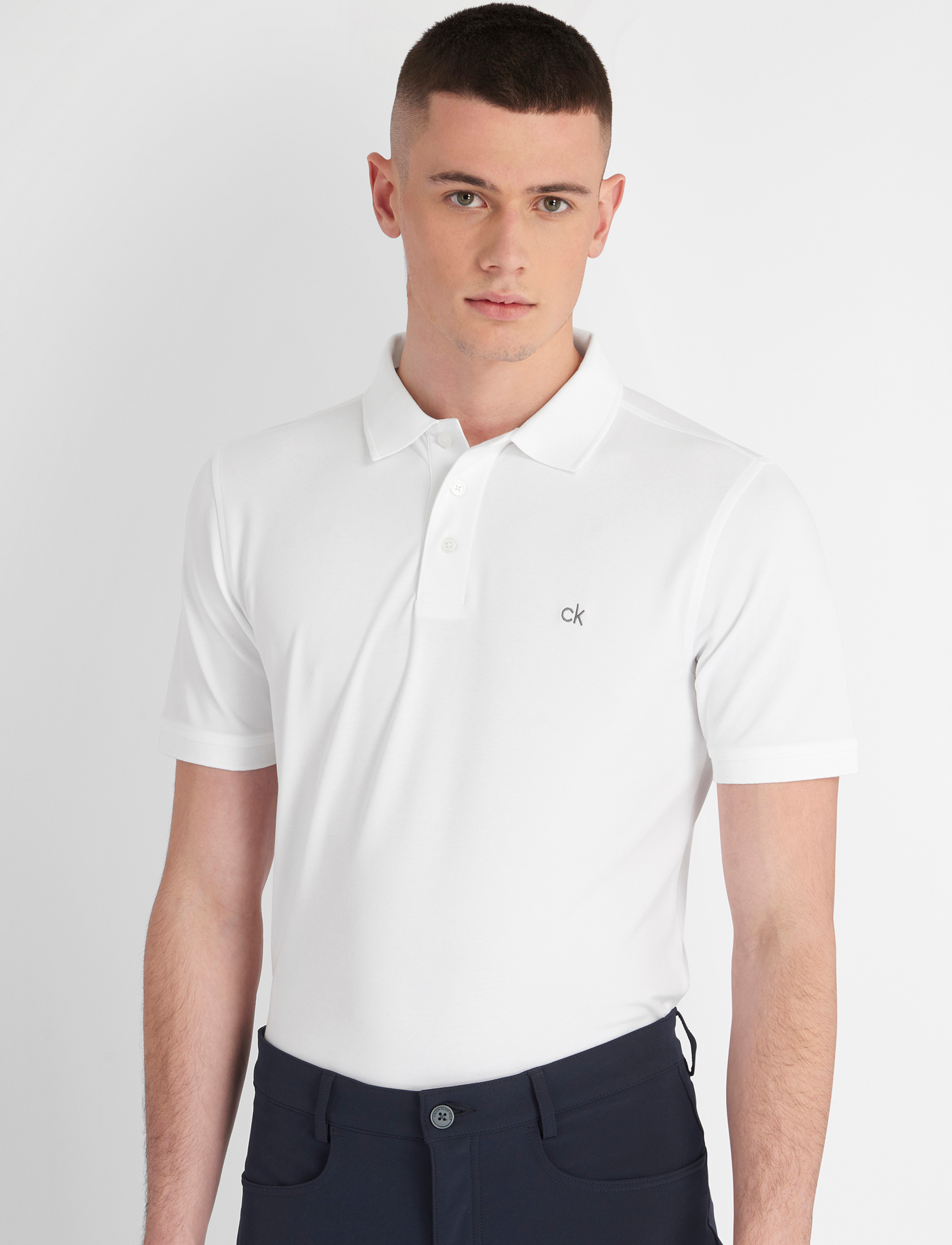 Calvin Klein Golf Planet Polo, XXL, Polos, Weiß - Short-sleeved, Männerswear