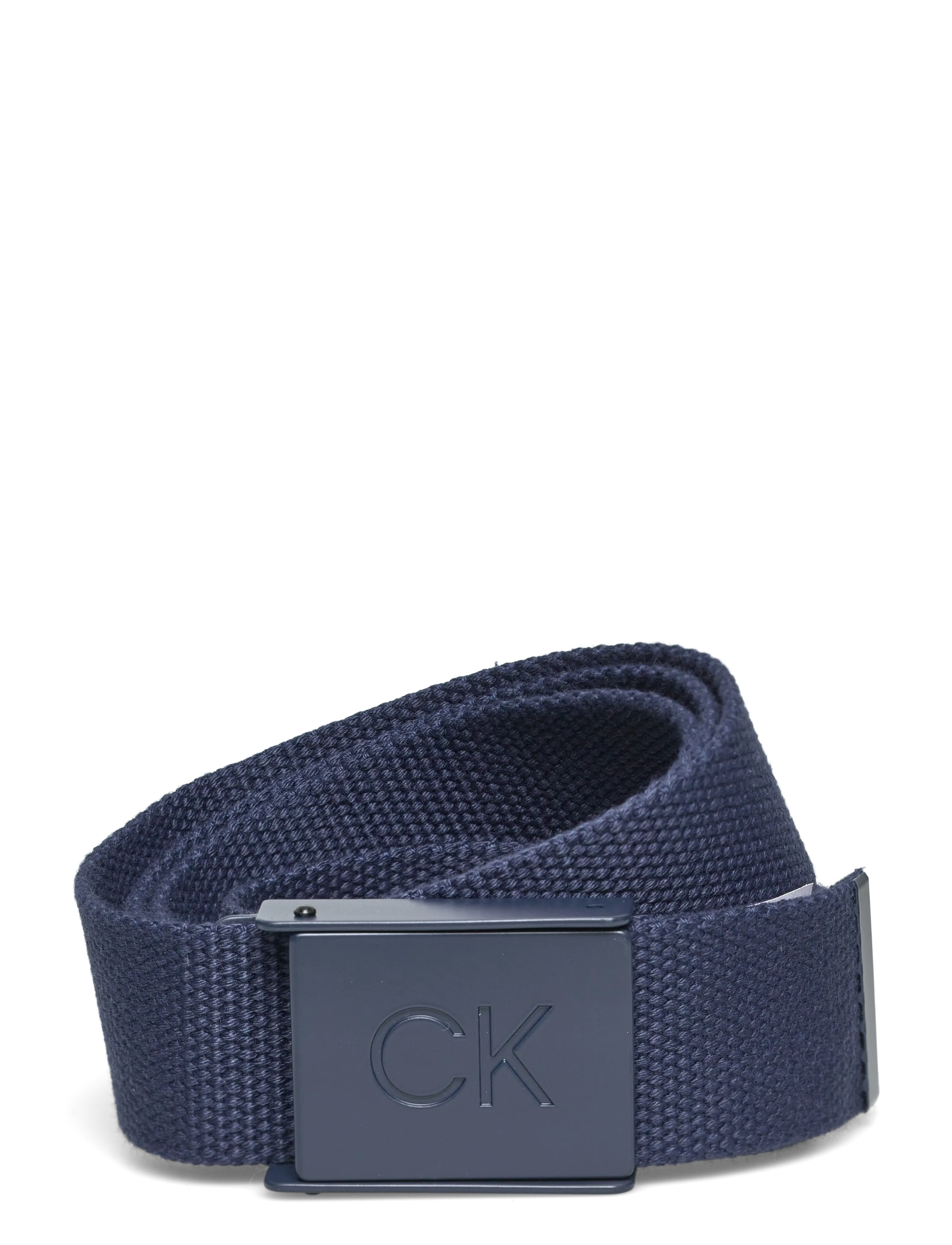 CK MONOGRAM BUCKLE BELT - NAVY