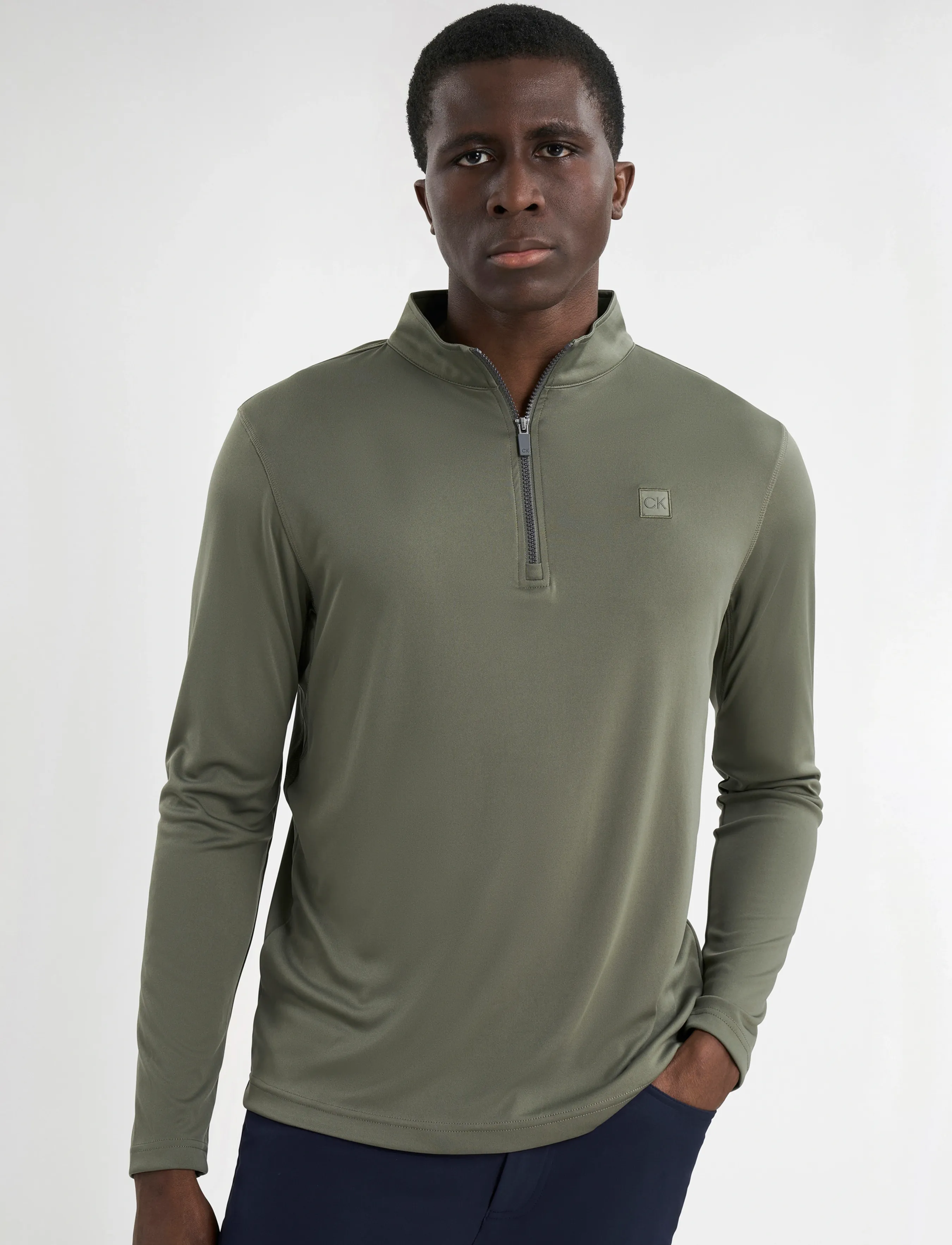 Calvin Klein Golf Advance 1/4 Zip Layering, S, Sport Fleeces & Midlayers, Khakigrün - Männerswear