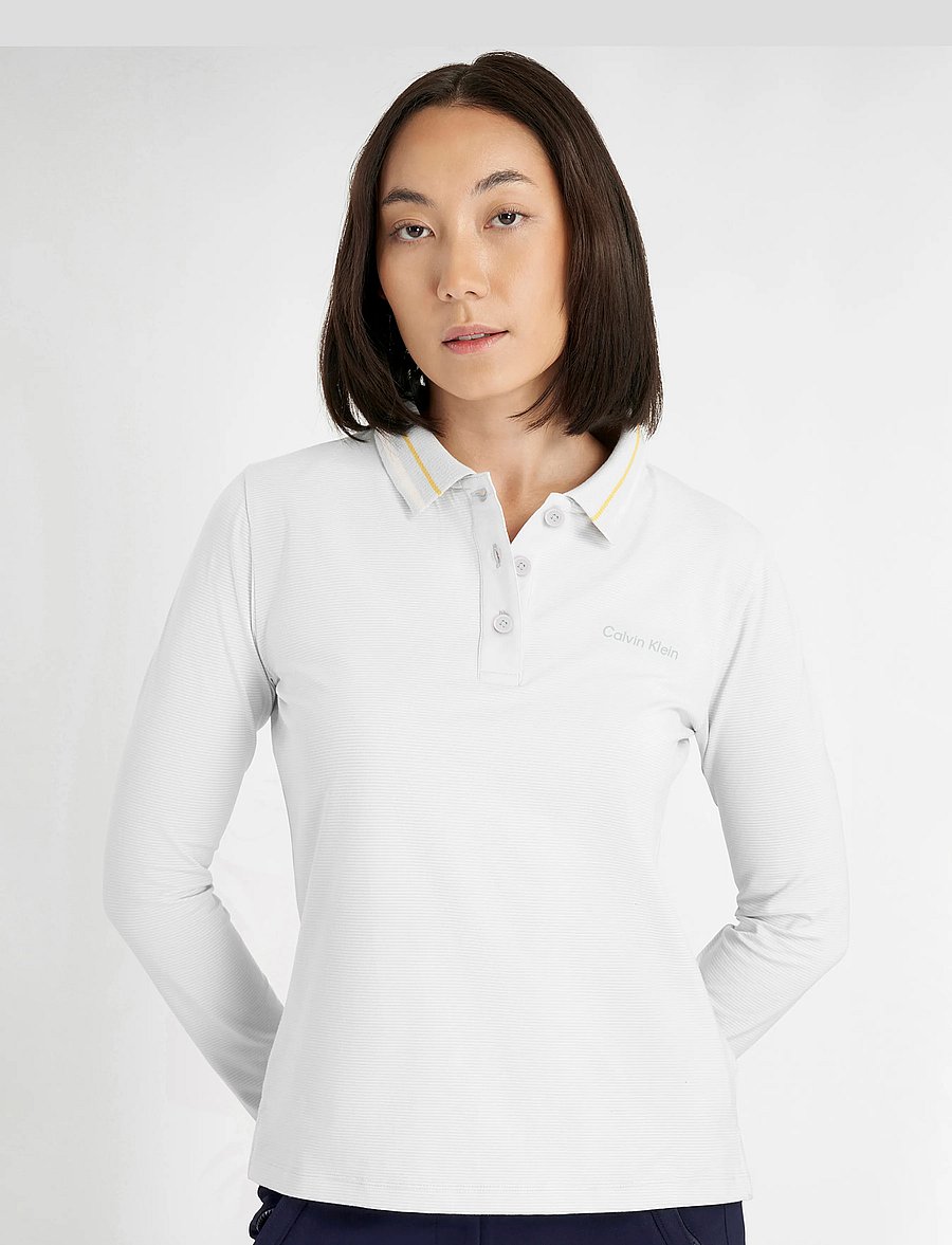 Calvin Klein Golf - ASTER MINI STRIPE L/S POLO - peb-gry - 0