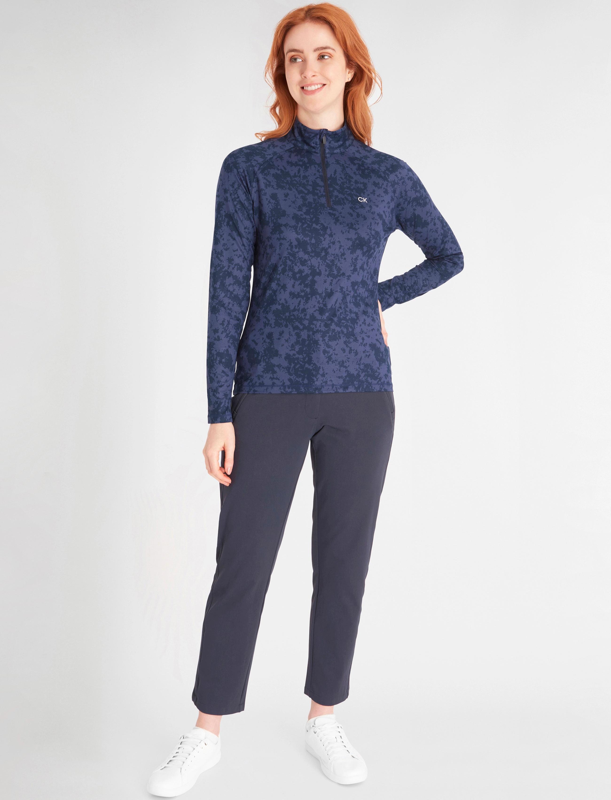 Calvin Klein Golf - CANVAS PRINT 1/2 ZIP TOP - navy tonal - 3