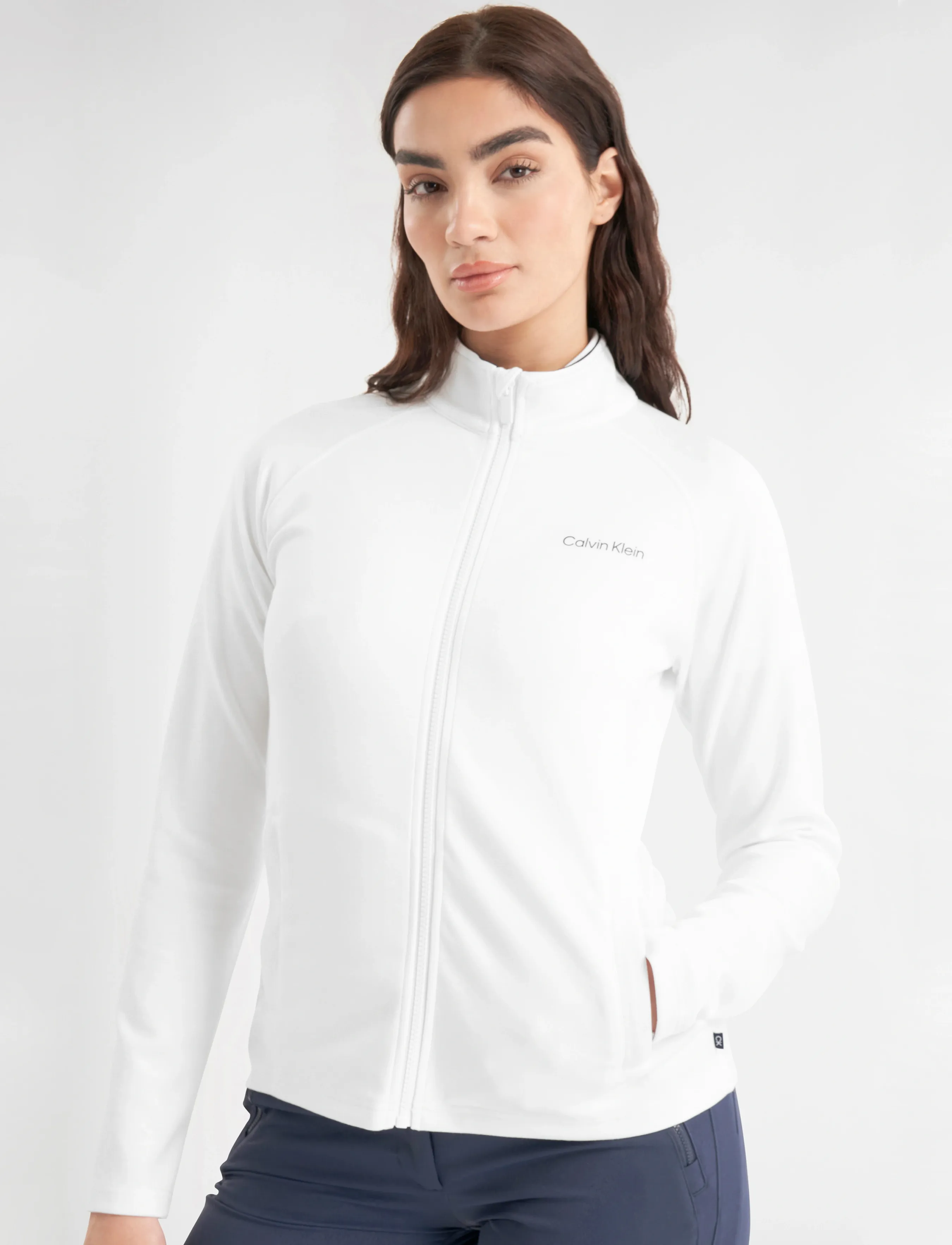 Calvin Klein Golf Blanco Full Zip Top, 10, White, Sport Jackets > Sport Golf Jackets, Dame