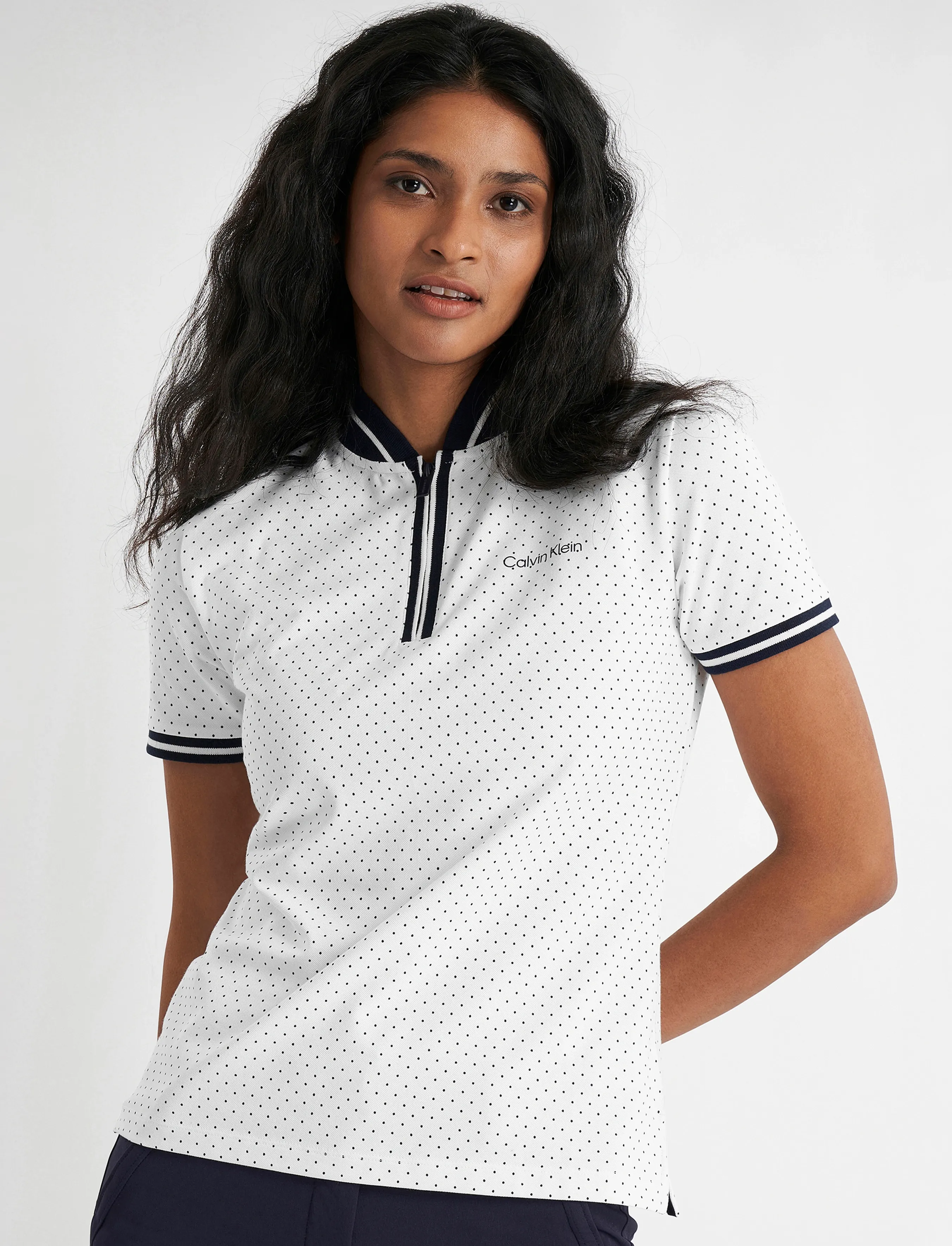 Calvin Klein Golf Camilla Printed S/S Polo, S, Sports Oberteile & T-shirts, Weiß - Sport Polos, Frauen
