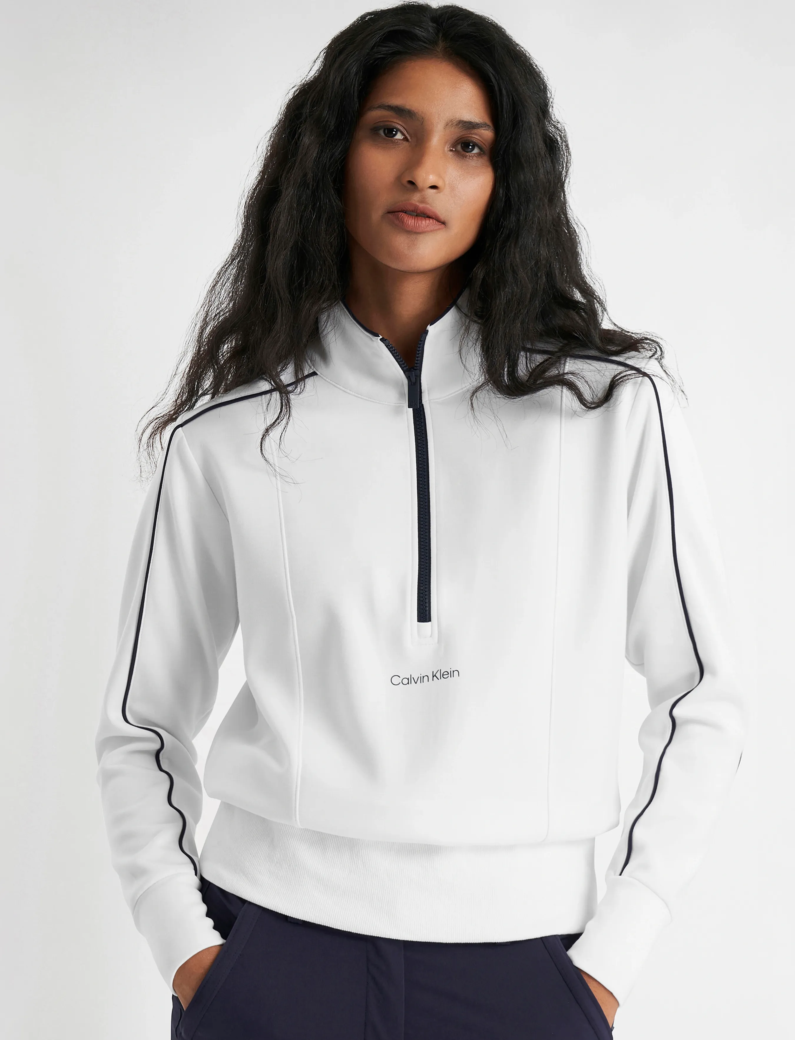 Calvin Klein Golf Quinta Quarter Zip Top, 16, White, Sports Overdele & T-shirts > Sport Long Sleeve Overdele, Dame