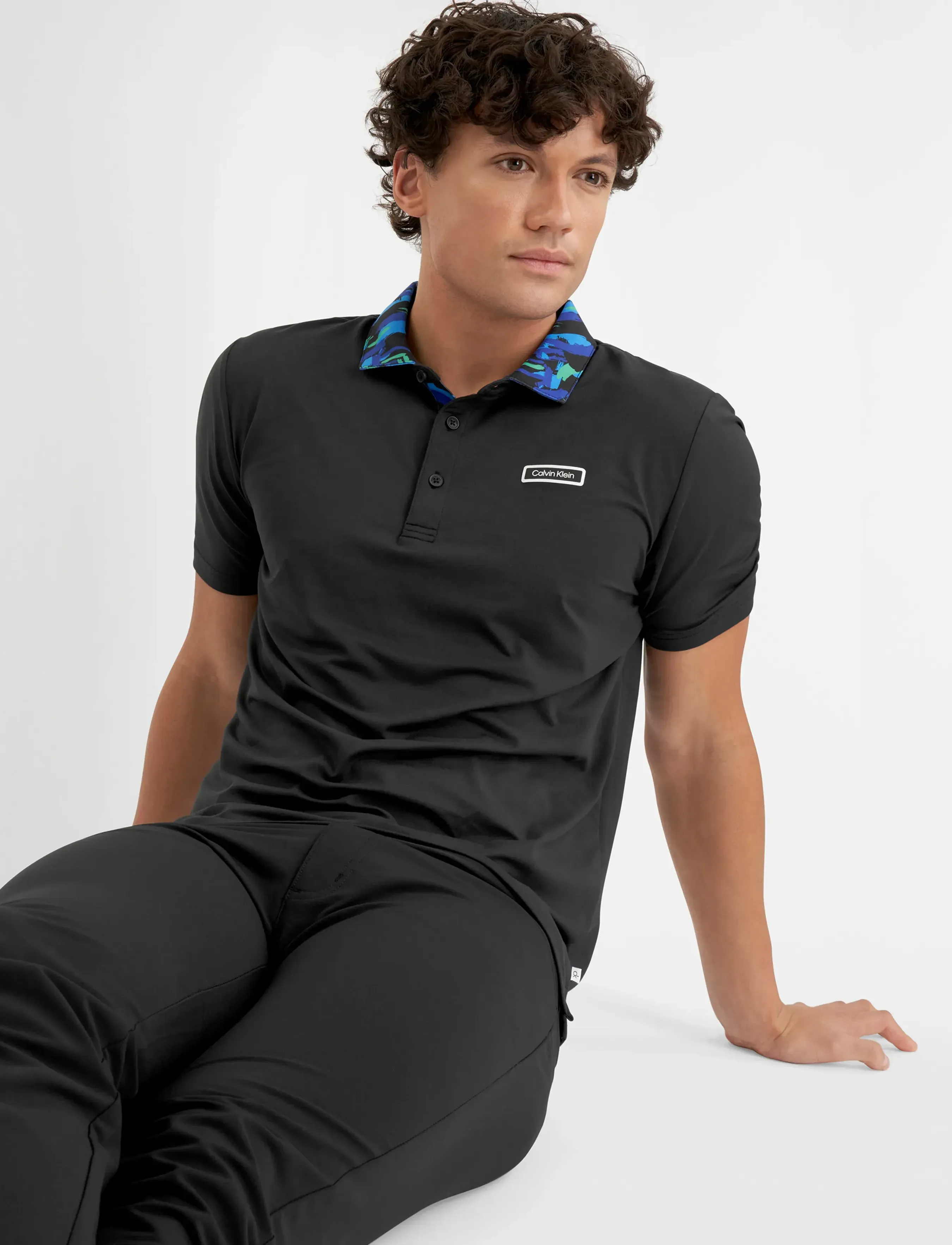 Calvin Klein Golf SEABURY POLO - Riided - BLK / black