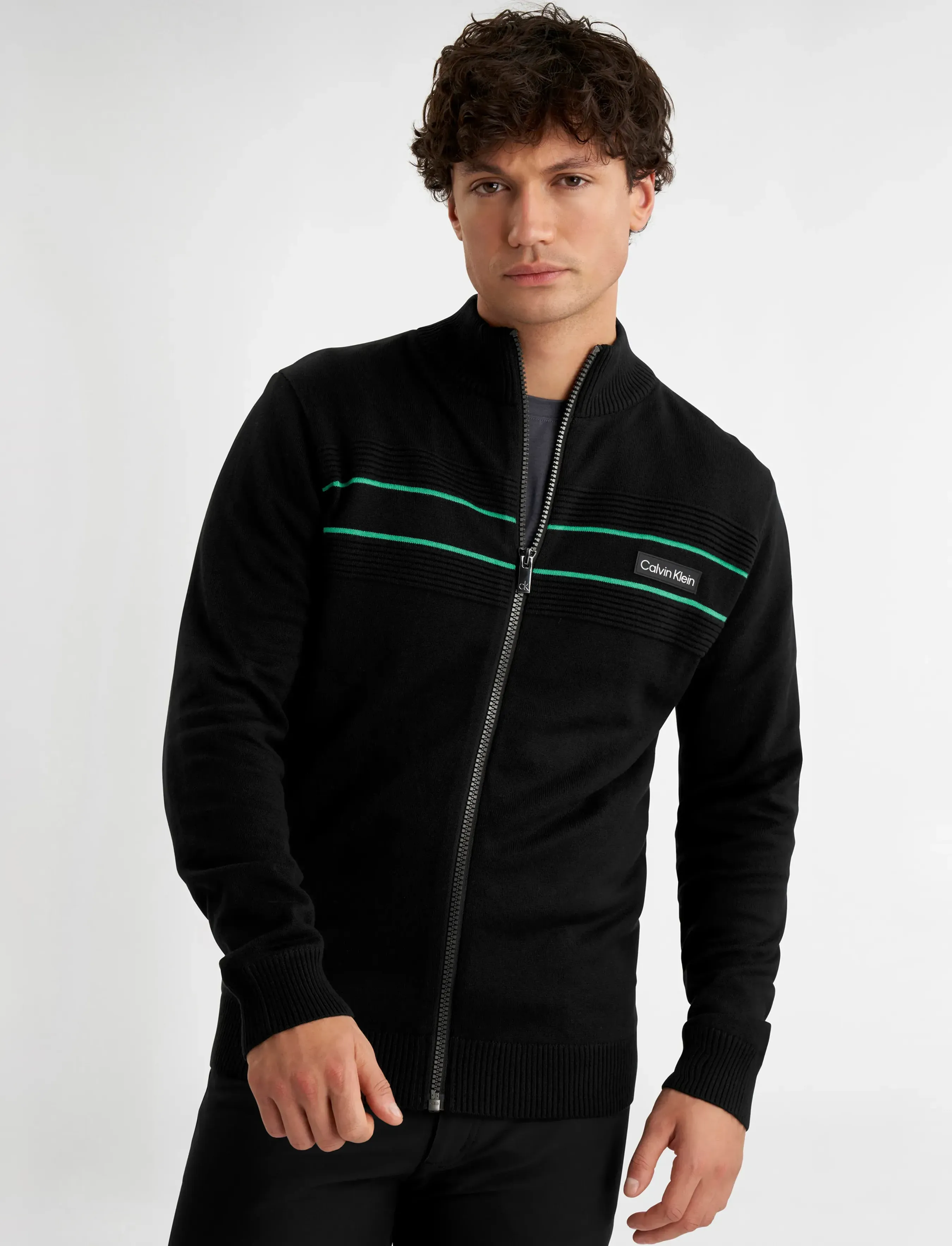 Calvin Klein Golf BAXTER LINED SWEATER - Dressipluusid - BLK / black