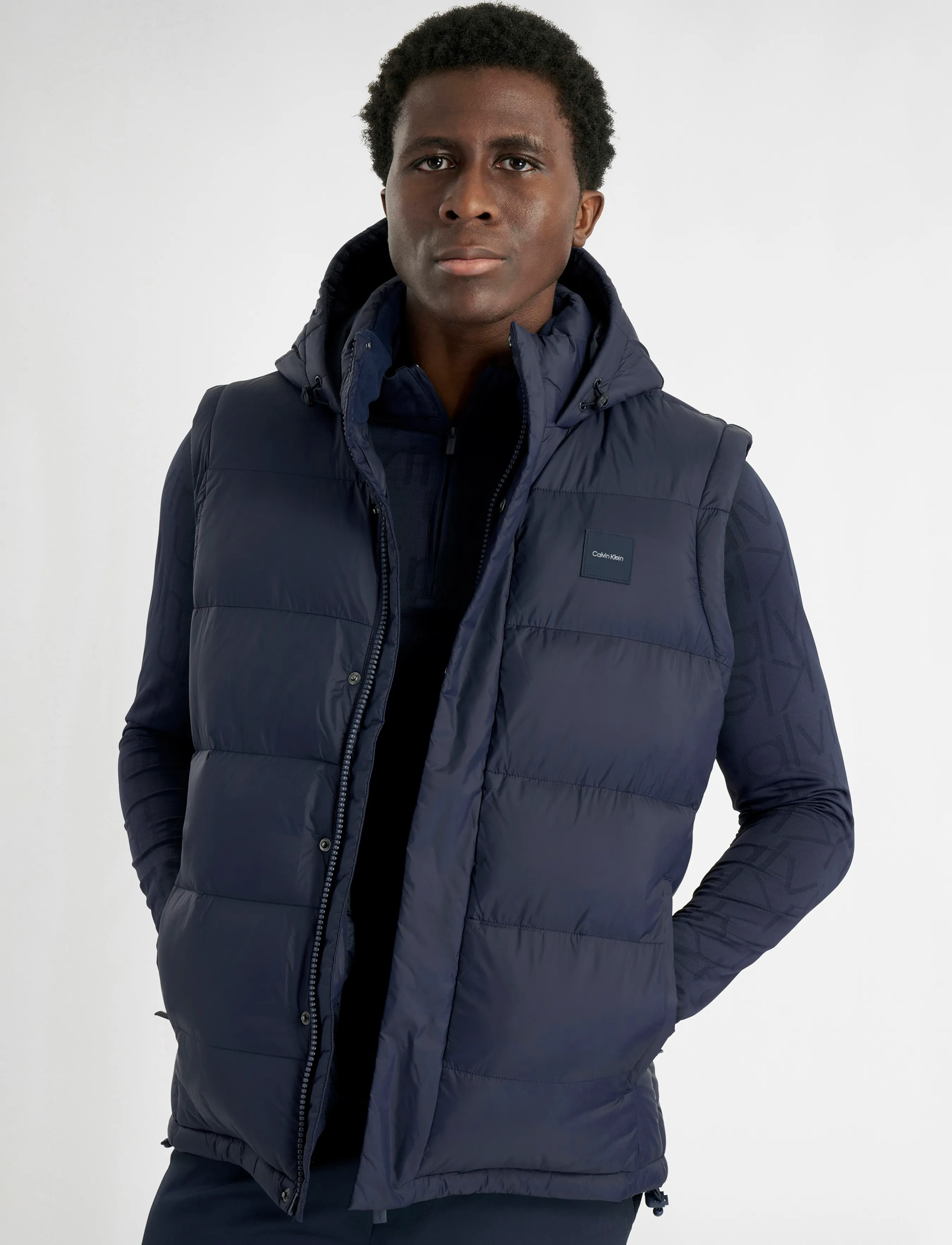 Calvin Klein Golf Vanta Hooded Puffa Gilet, Herren, Kapuzen Steppweste, Marineblau, Gr.S