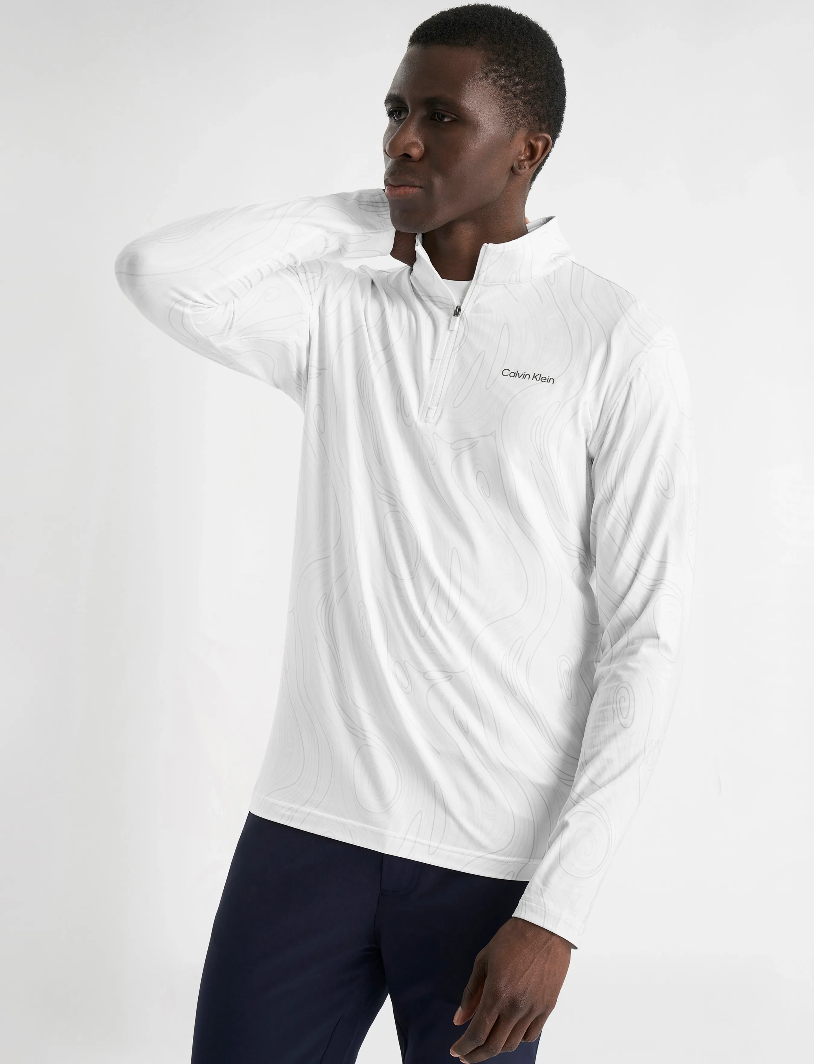 Calvin Klein Golf - PRINTED NEWPORT HALF ZIP - fleece & midlayer - white marble - 5
