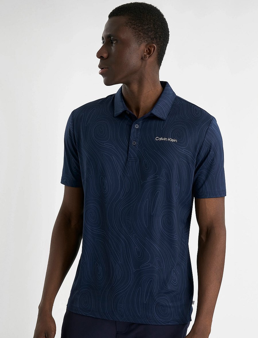 Calvin Klein Golf - MARBLE PRINT POLO - oberteile & t-shirts - navy - 0