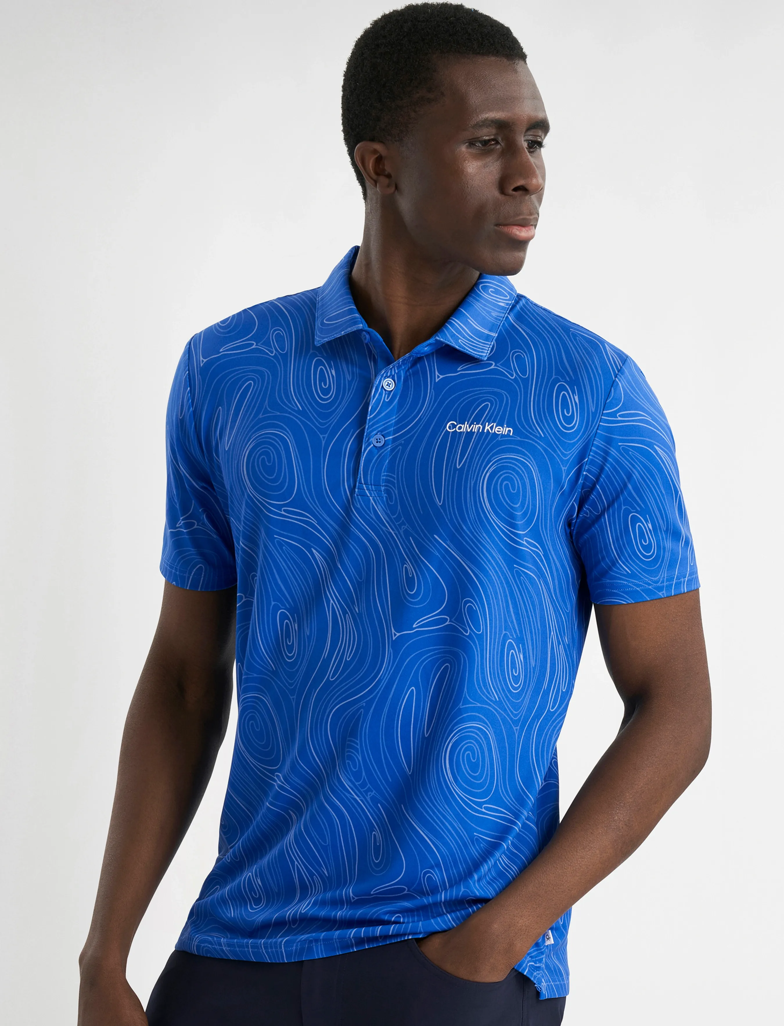 Calvin Klein Golf - MARBLE PRINT POLO - oberteile & t-shirts - saphire - 0