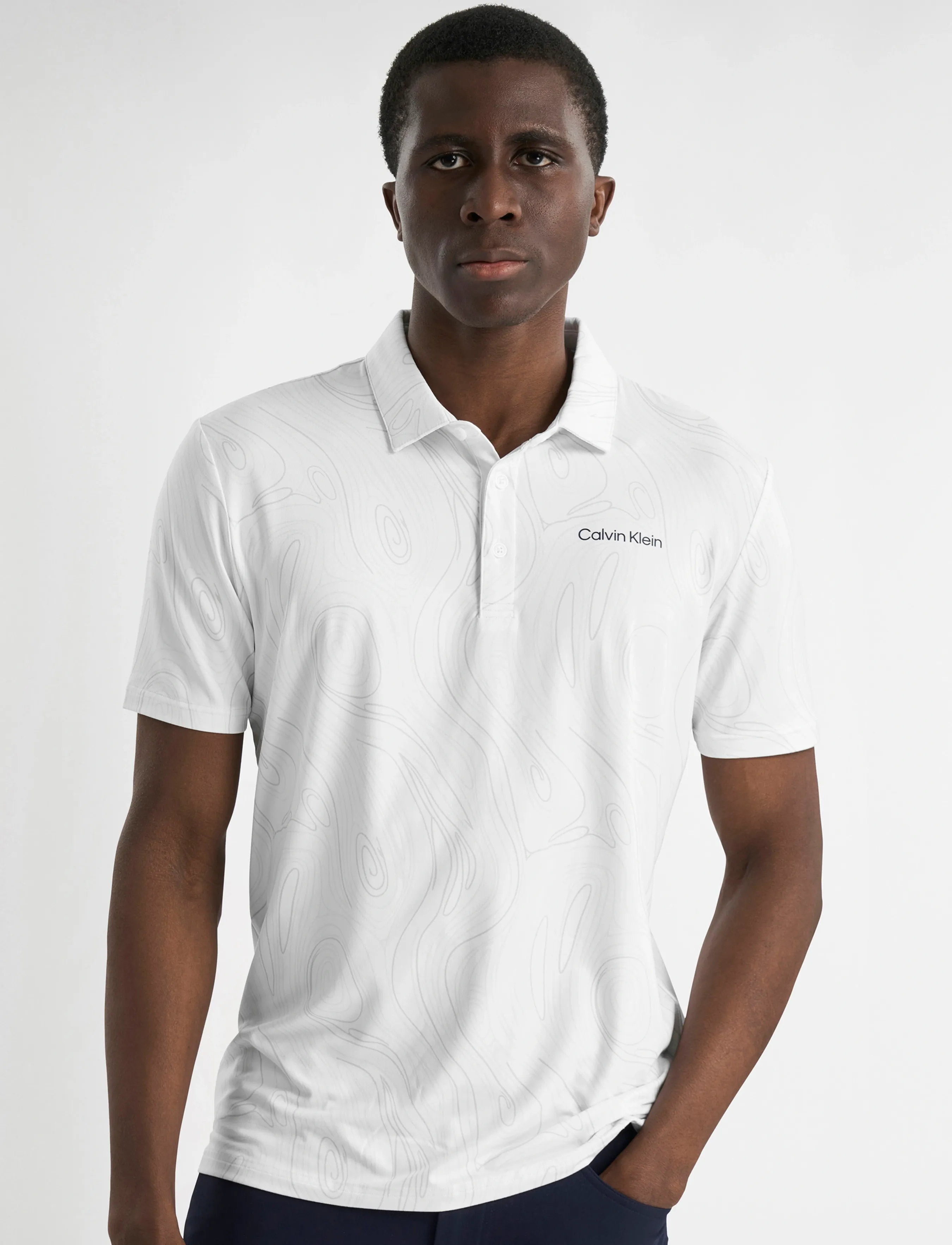 Calvin Klein Golf - MARBLE PRINT POLO - tops & t-shirts - white - 0