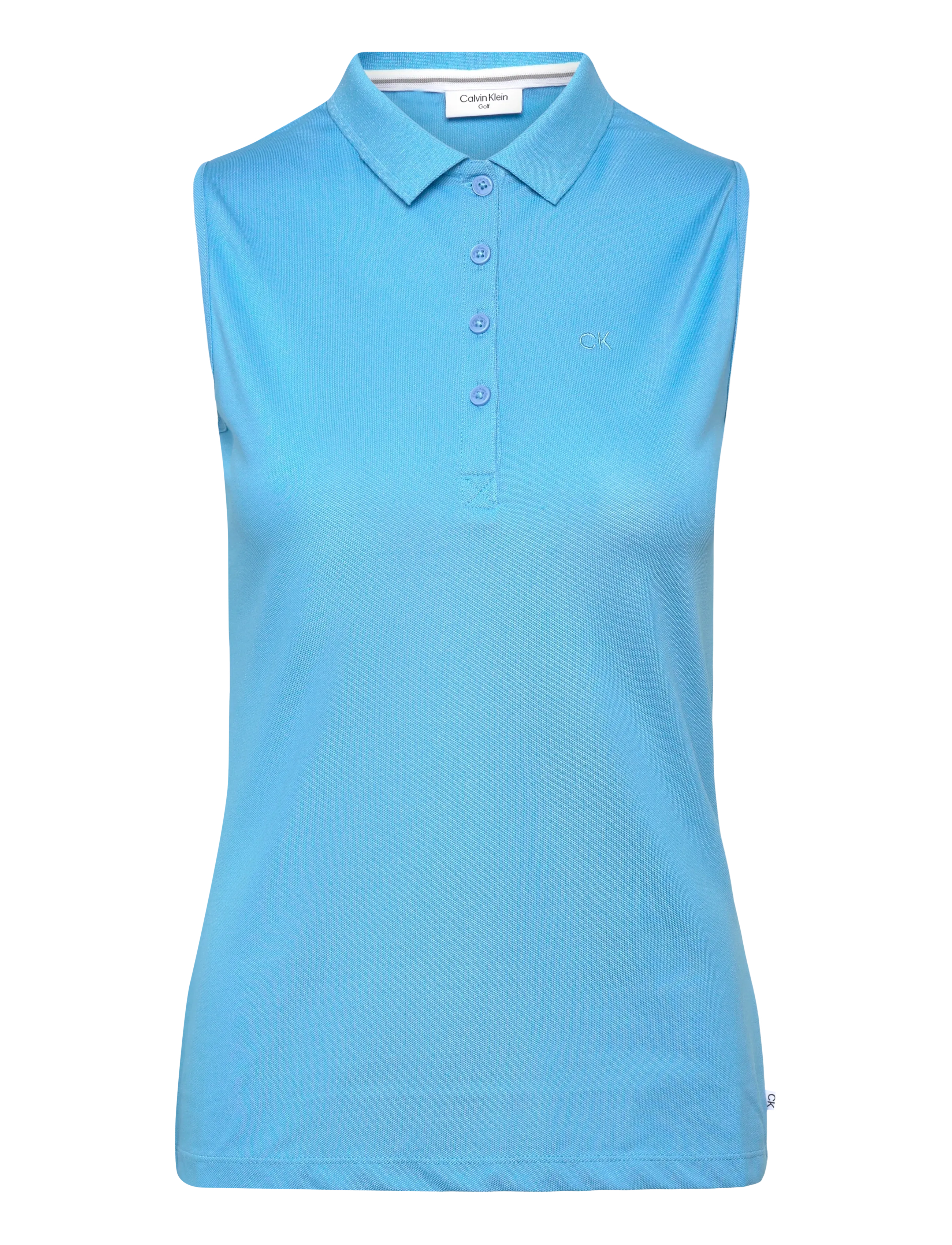 CALVIN KLEIN GOLF S/Less Peformance Baumwolle Pique Polo Blau - L - Damen
