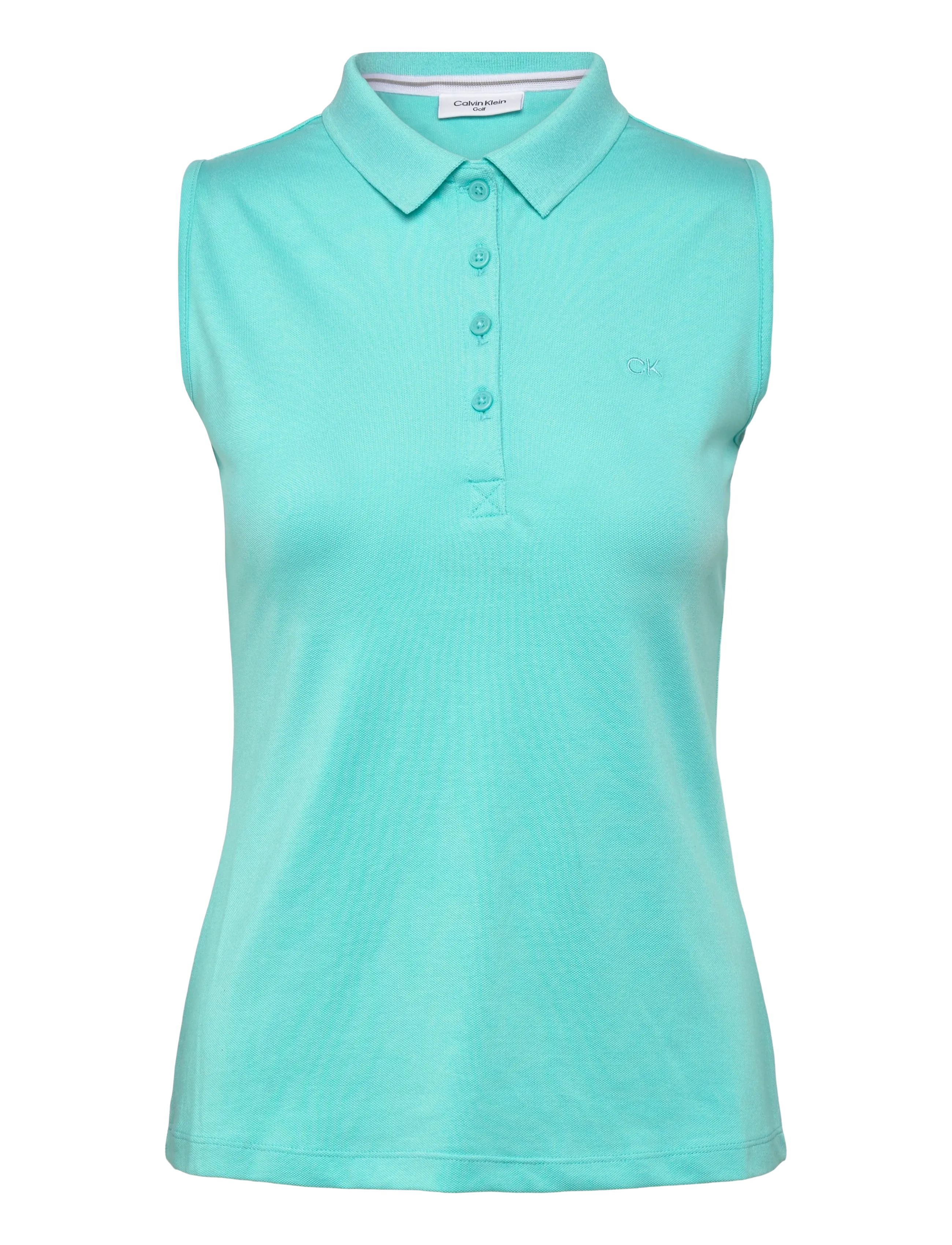 CALVIN KLEIN GOLF S/Less Peformance Baumwolle Pique Polo Blau - L - Damen
