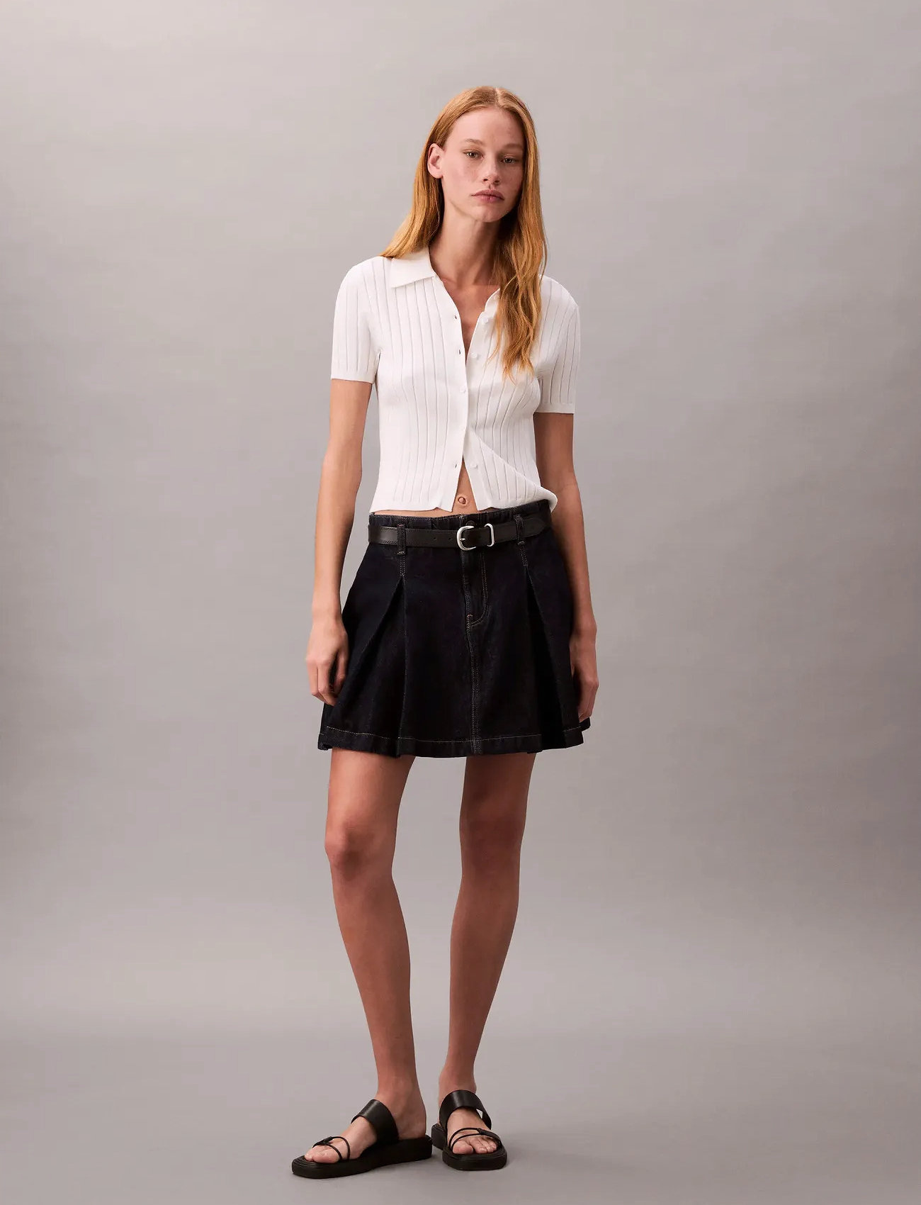 Calvin Klein Jeans Pleated Denim Skirt Ck Classic R - Navy - 25