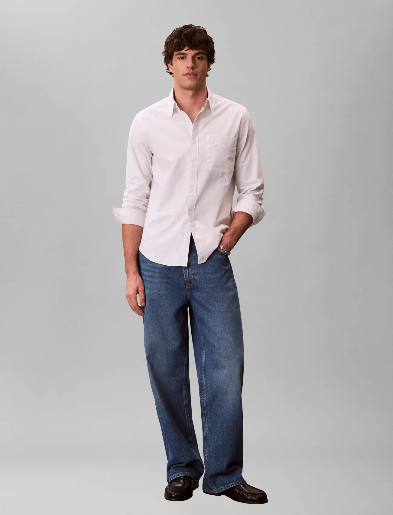 Calvin Klein Jeans Ls Yd Stripe Oxford Classic Shir - - XS 1