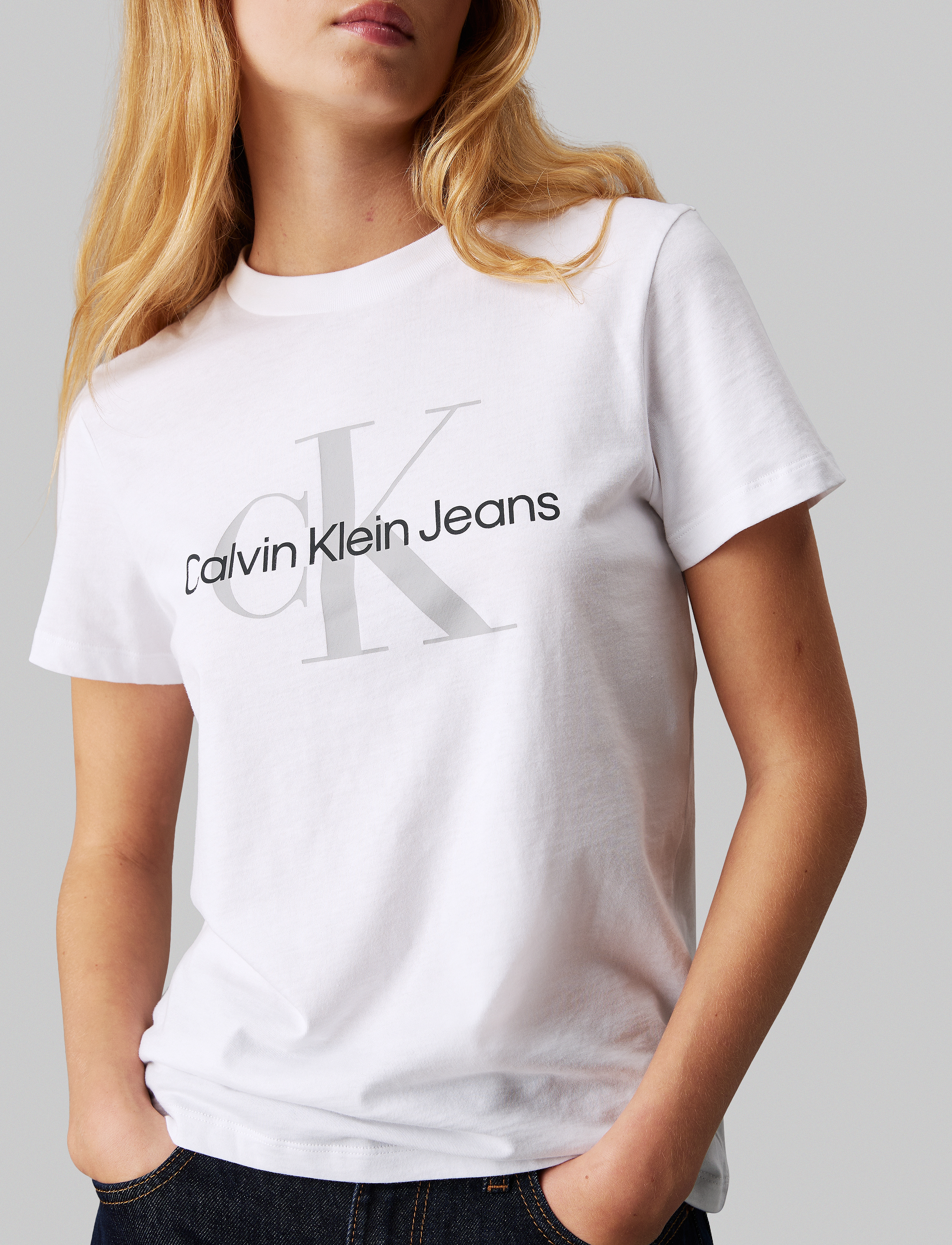 Calvin Klein Jeans - SS MONOLOGO CREWNECK TEE - brilliant white - 4