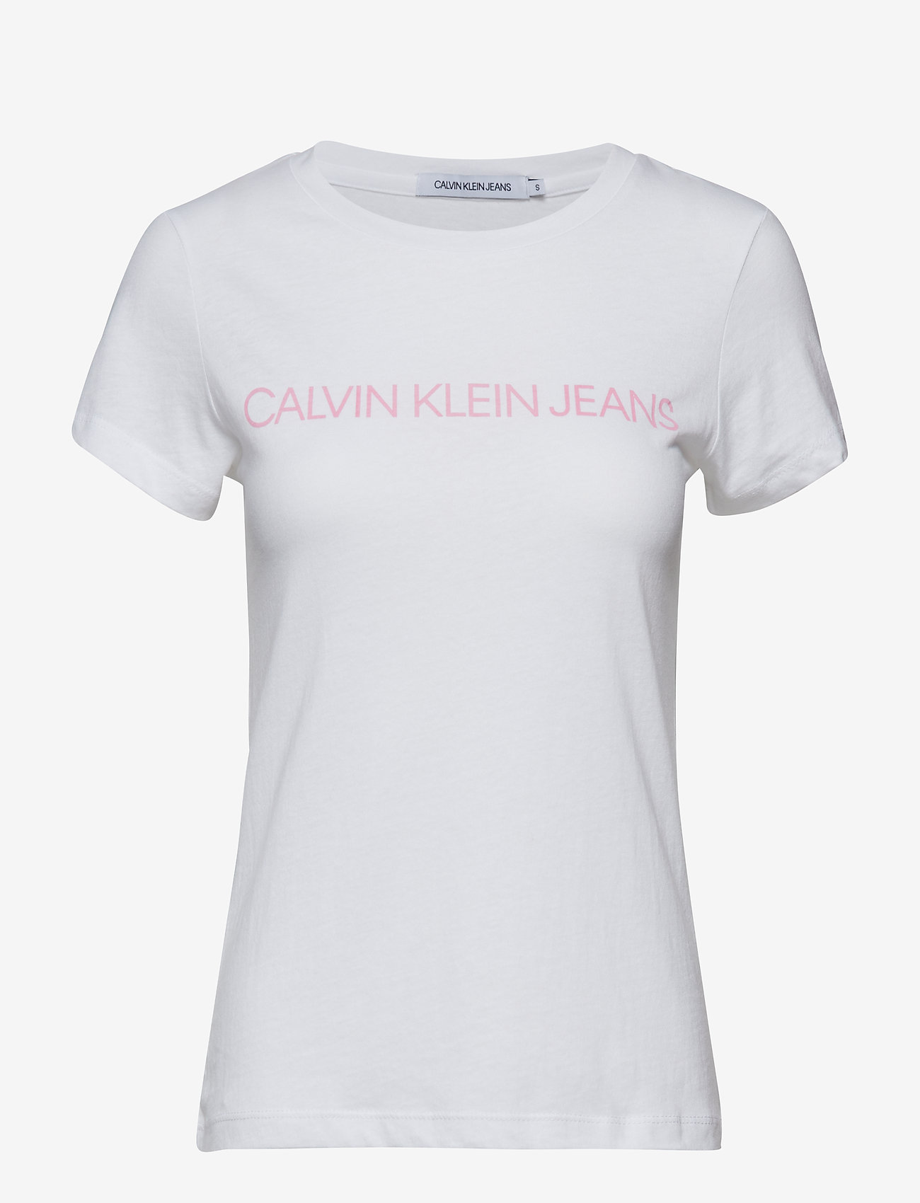 Calvin Klein Jeans - INSTITUTIONAL LOGO SLIM FIT TEE - bright white / begonia pink - 0