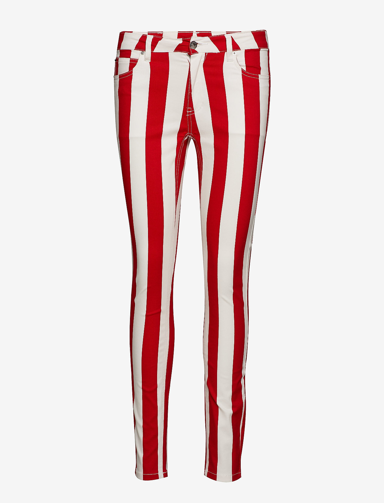 Calvin Klein Jeans - MID RISE SKINNY STRIPE PANT - racing red/bright white - 0