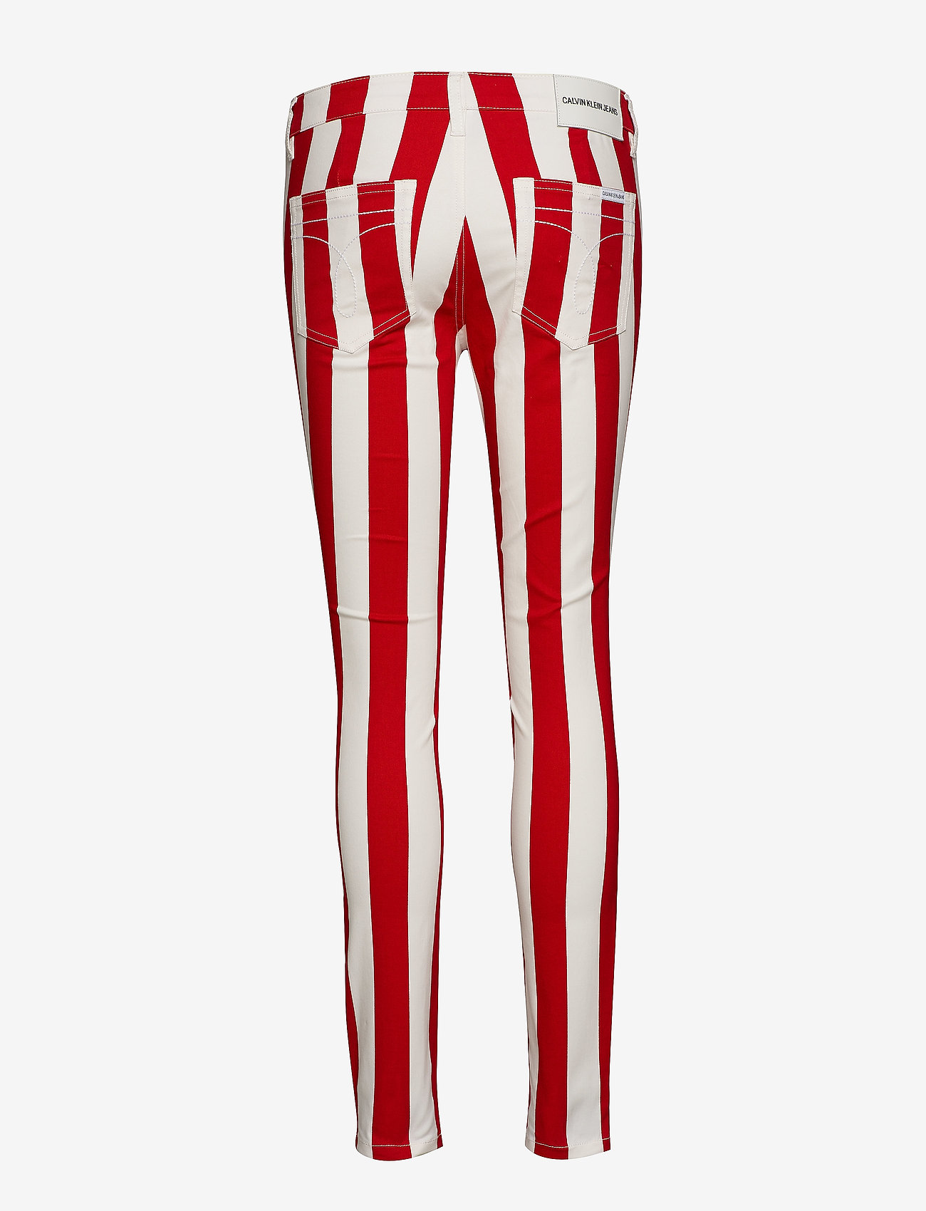 Calvin Klein Jeans - MID RISE SKINNY STRIPE PANT - racing red/bright white - 1