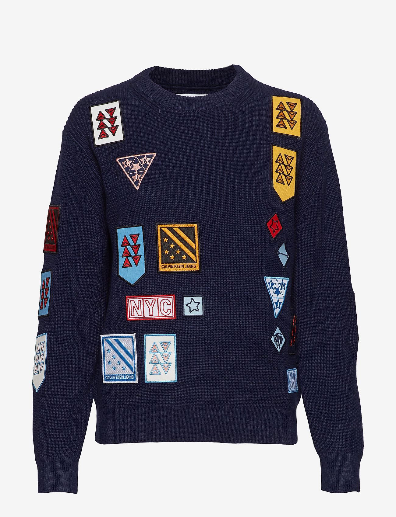 Calvin Klein Jeans - BADGES CN SWEATER - peacoat - 0