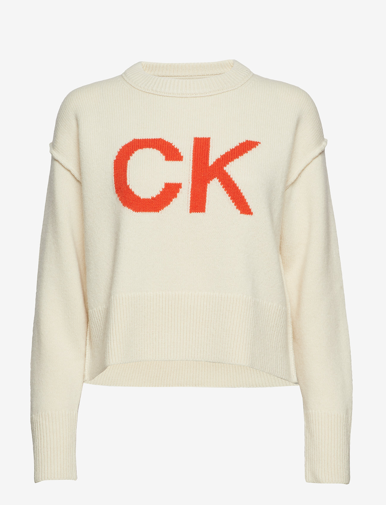 Calvin Klein Jeans - CK INTARSIA SWEATER, - egret/orangeade - 0