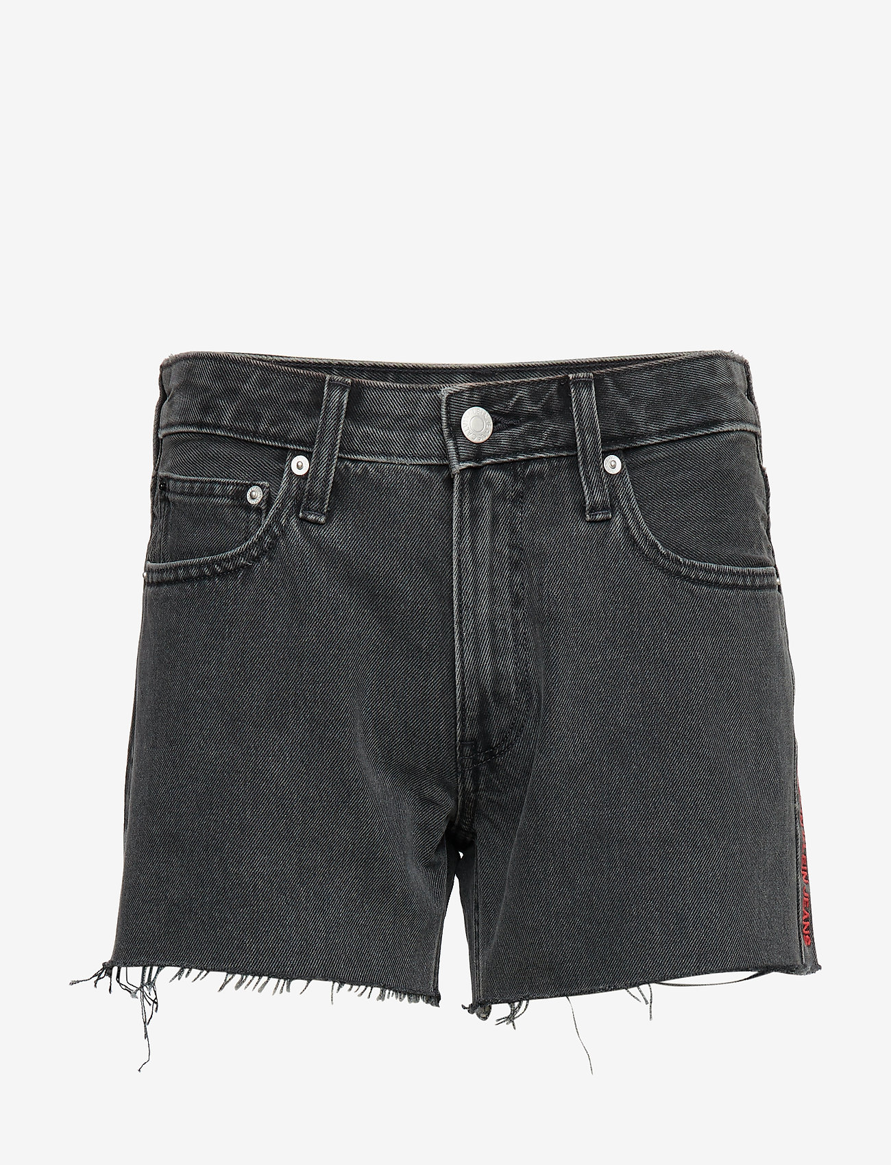 Calvin Klein Jeans - MID RISE WEEKEND SHORT - windy black raw embroidery red - 0